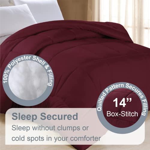 Swift Home Swift Home Queen Comforter - Lightweight & Extra Soft Down Alternative Bedding - All-Season Comfortable Bed Comforter - Wrinkle Fade Stain Resistant - Burgundy, Queen