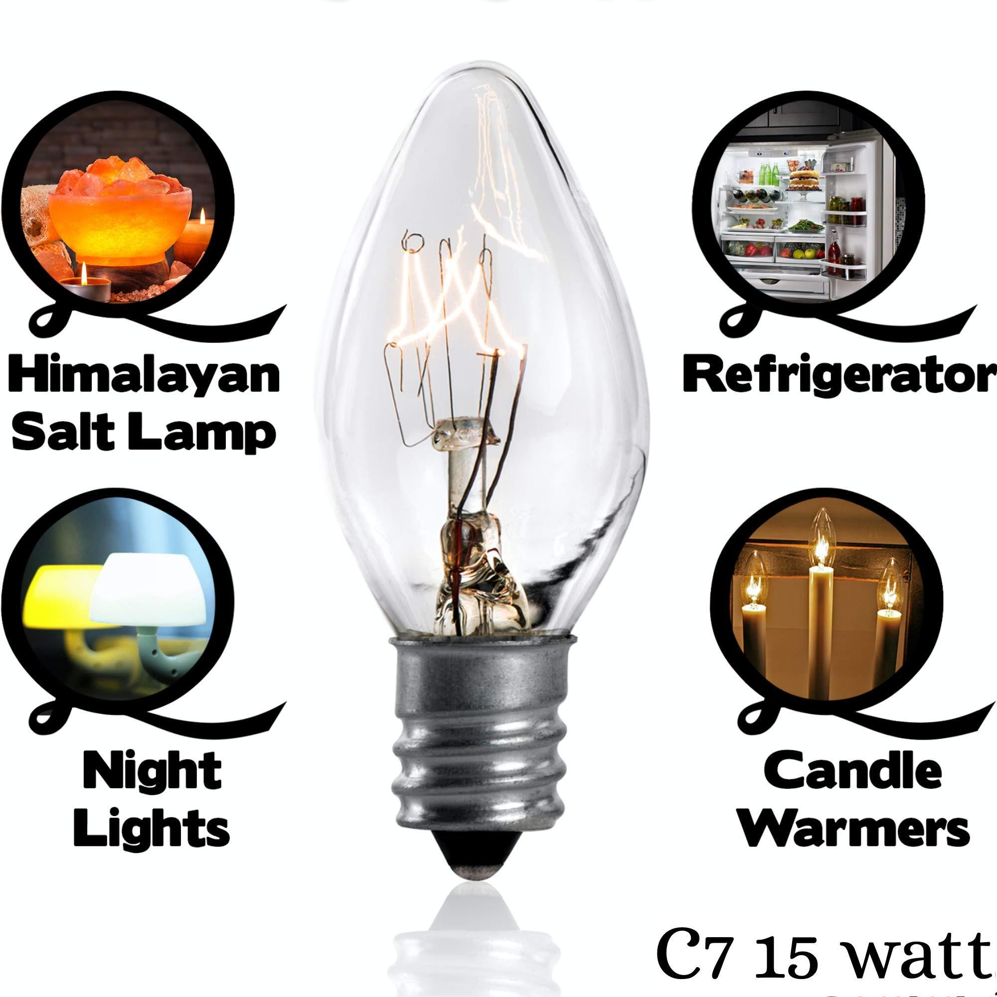 SouLight Salt Rock Lamp Bulb 15 Watt Replacement Bulbs for Himalayan Salt Lamps & Baskets, Chandeliers, Candle & Wax Warmers, Night Lights. E12 Socket, C7, Warm White 8 Pack