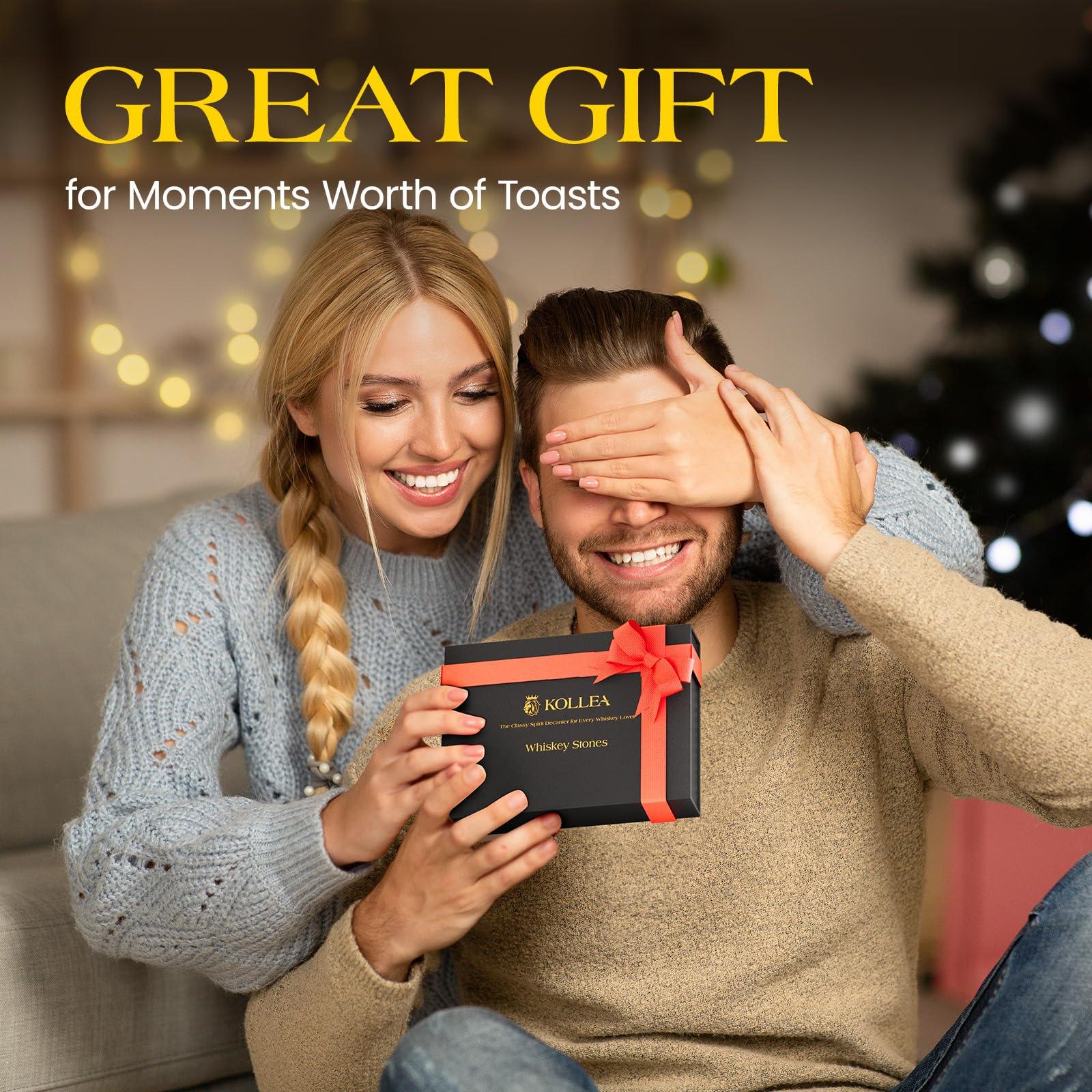 Kollea Kollea Whiskey Stones, 8 Packs Stainless Steel Whiskey Chilling Rocks, Reusable Ice Cube for Drinking, Cool Christmas Birthday Gift for Men Dad, Whiskey Lovers, Bourbon, Cognac, Scotch, Gin, Beverage