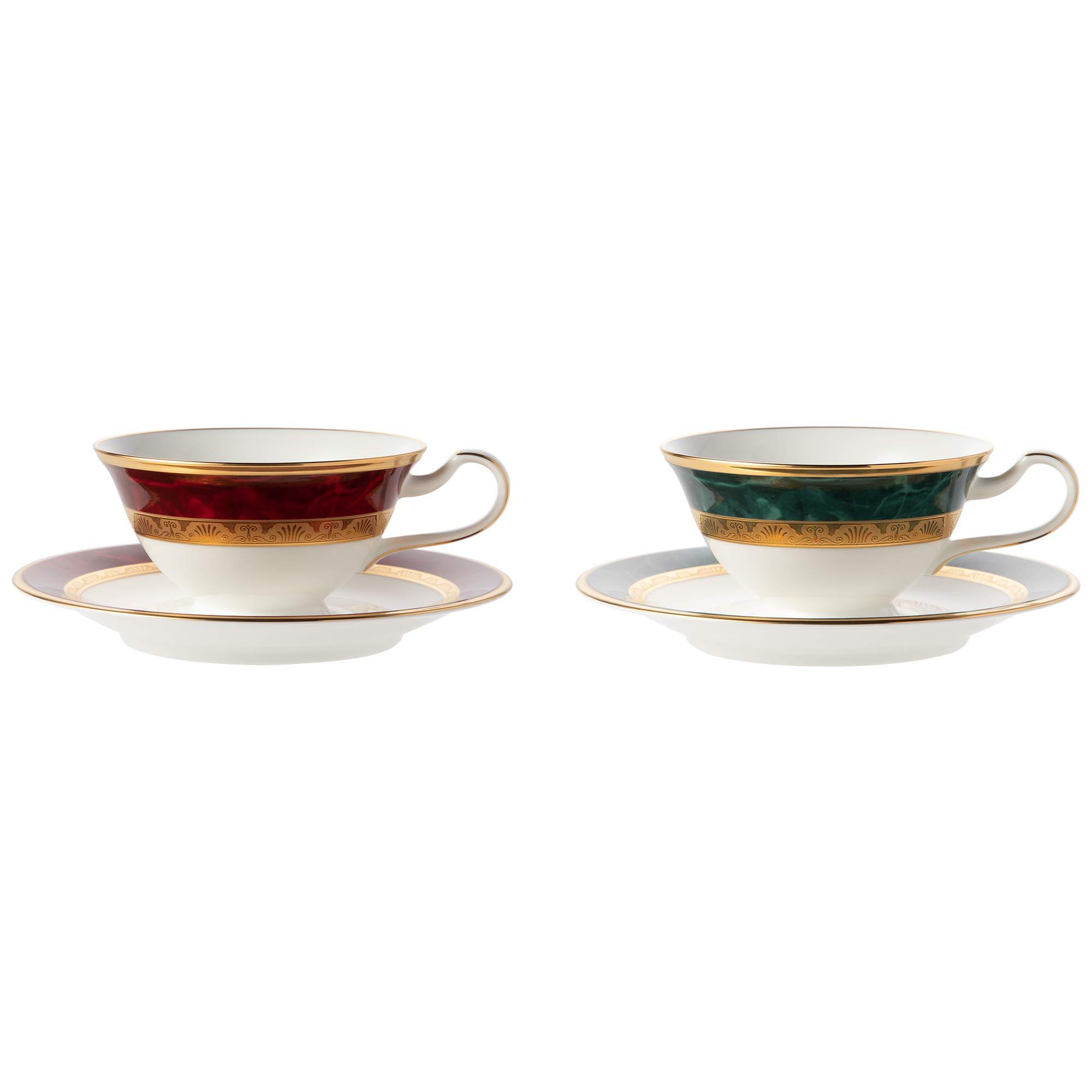 Noritake Noritake Y6988/47332 Cup & Saucer (Color Changing Pair Set) (COFFEE & TEA COFFEE) 220cc Fitzgerald & Hemingway 2 Guests Green Marron Bone China
