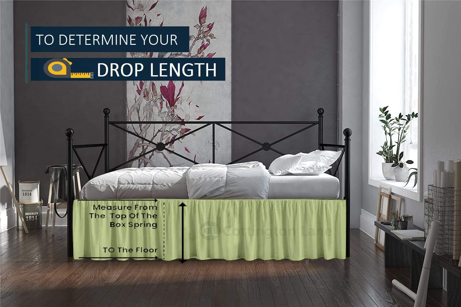 Cottington Lane Daybed Skirt with Split Corners Twin - Daybed Dust Ruffle Split Corners 18 inch Drop - Bed Skirts for Day beds - Microfiber Bed Sofa Daybed Skirt for Living Room Guest Room - Sage Daybed Skirt