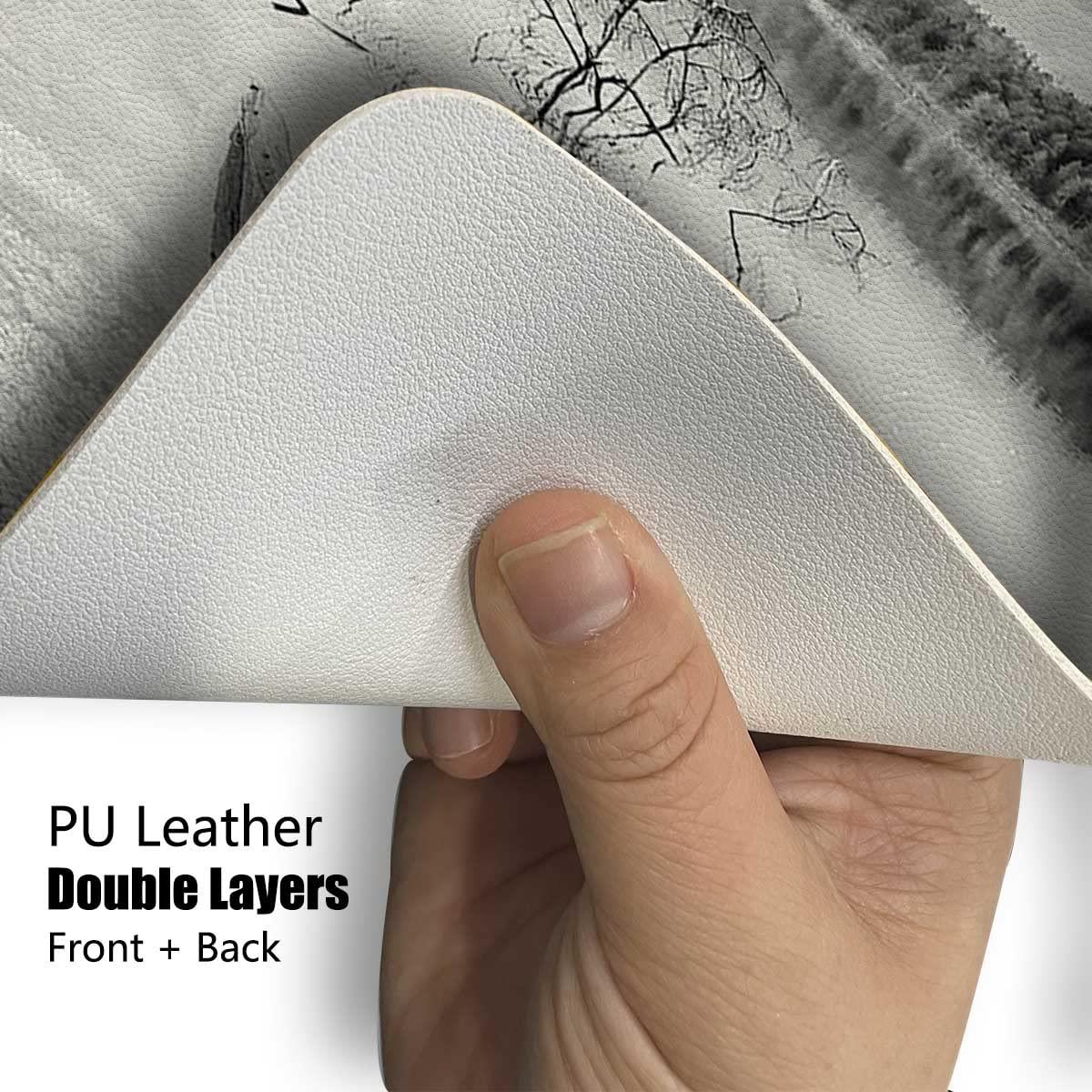 Generic Driftwood Leather Wipeable Placemats,Pale Grey Dining Table Placemats Set of 6 Bar Mat Anti-Slip 12x18in