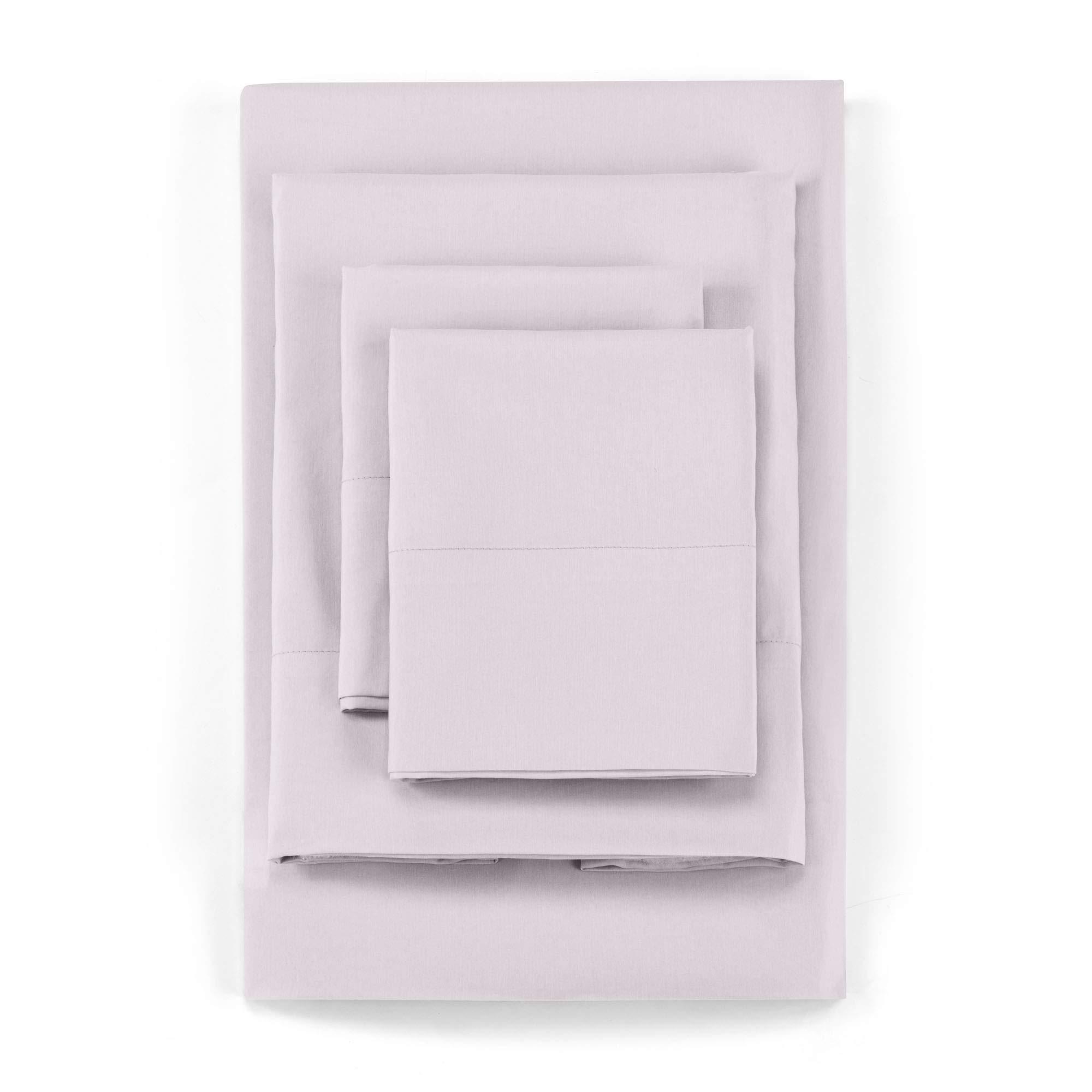 Splitsvilla Cal-King Size Sheet Set 4 Pcs Bedding Set 100% Long Staple Cotton Bed Sheets Extra Soft and Luxury Sheets, 800 TC Easy Fits Mattress Upto 15\" Deep Pocket (Cal-King Size,Light Gray Lavender)