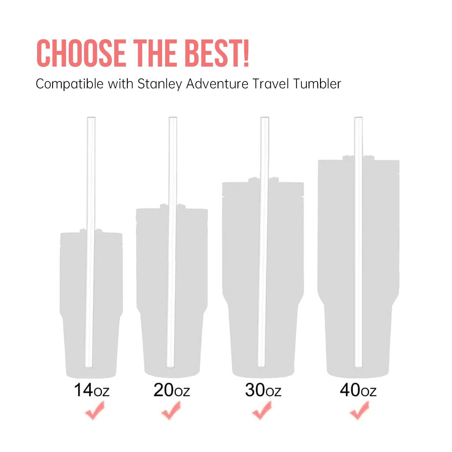 KACPAUQEL Replacement Straws for Stanley 40oz Adventure Quencher Travel Tumbler, 6 pack Reusable Plastic Straws with Cleaning Brush Compatible with Stanley Cup Stanley Water Jug (12inch Long)