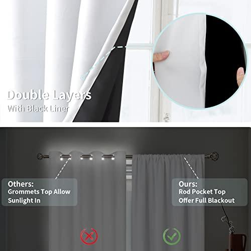 BGment BGment White Blackout Curtains for Living Room 95 Inches Length, Extra Long 2 Panels Window Curtains Thermal Insulated Soundproof Heavy Soft Room Darkening Curtains with Rod Pocket, Each Panel 55 Wide