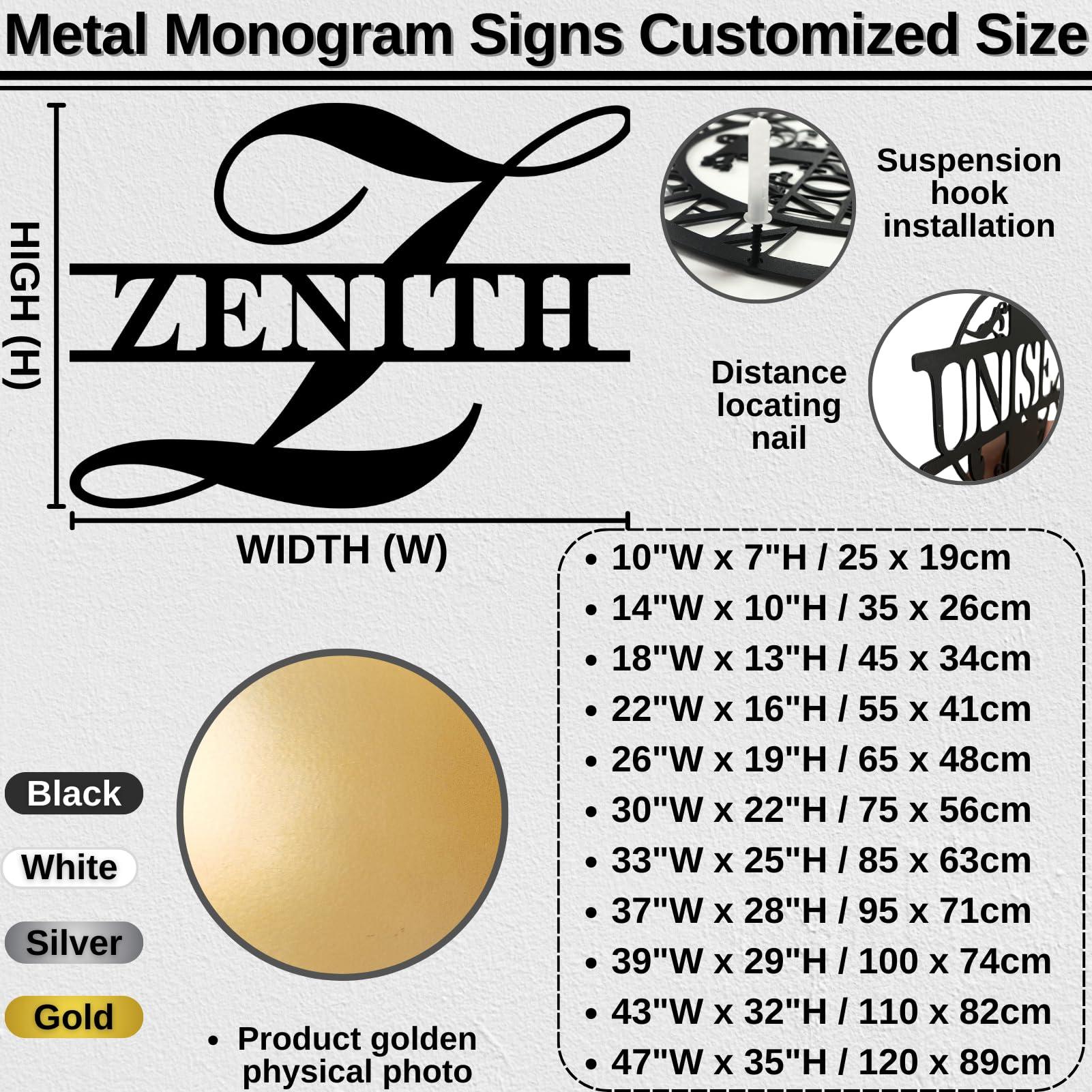 lunwall Metal Signs Customized, Personalized Name Sign, Custom Metal Signs Personalized, Metal Monogram Letters, Metal Monogram Signs for Outside, Housewarming Gift, Custom Metal Name Sign (Style 2, Z)