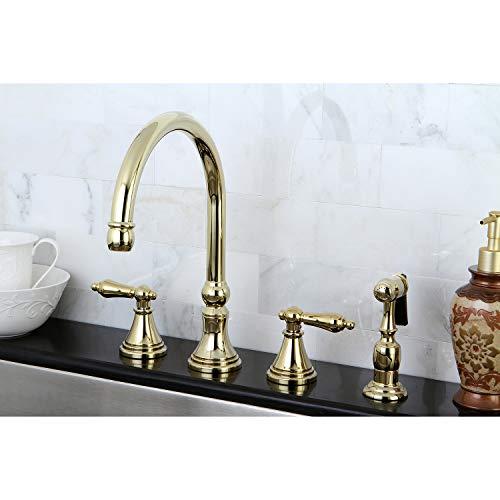 Kingston Brass Kingston Brass KS2792ALBS Governor Deck Mount Kitchen Faucet with Brass Sprayer, 8-1/4-Inch, Polished Brass