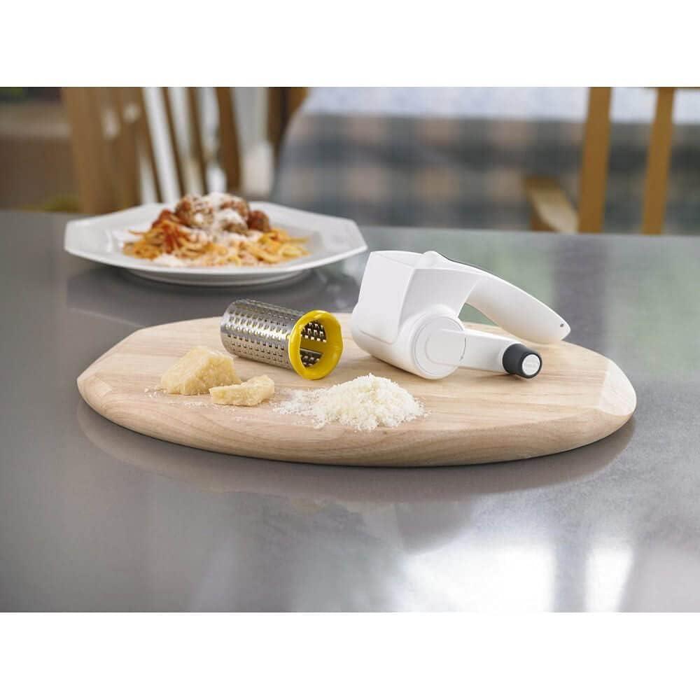 Zyliss Zyliss Restaurant Cheese Grater - Gifts for Cooks - Culinary Chef Gift - Handheld Rotary Cheese Grater - Cheese, Vegetable, Nut Grater for Right- & Left-Handed Cooks - NSF Restaurant Certified - White