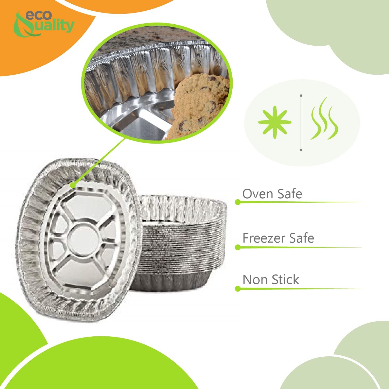 EcoQuality 90 PACK - Disposable Durable Oval Roaster Pan - Turkey Roasting Pans Extra Large, Heavy-Duty Aluminum Foil | Deep, Oval Shape for Chicken, Meat, Brisket, Roasting, Baking | Recyclable | USA MADE