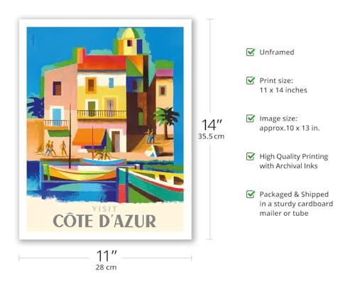 Pacifica Island Art Visit Cte D\'Azur - France - The French Riviera - Vintage Travel Poster by Jacques Nathan-Garamond c.1953 - Fine Art Matte Paper Print (Unframed) 11x14in