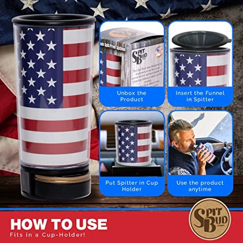 Spit Bud Spit Bud Portable Spittoon Bottle - Cupholder Friendly - Spill Resistant - Built in Can Opener and Holder - USA Flag by Spit Bud
