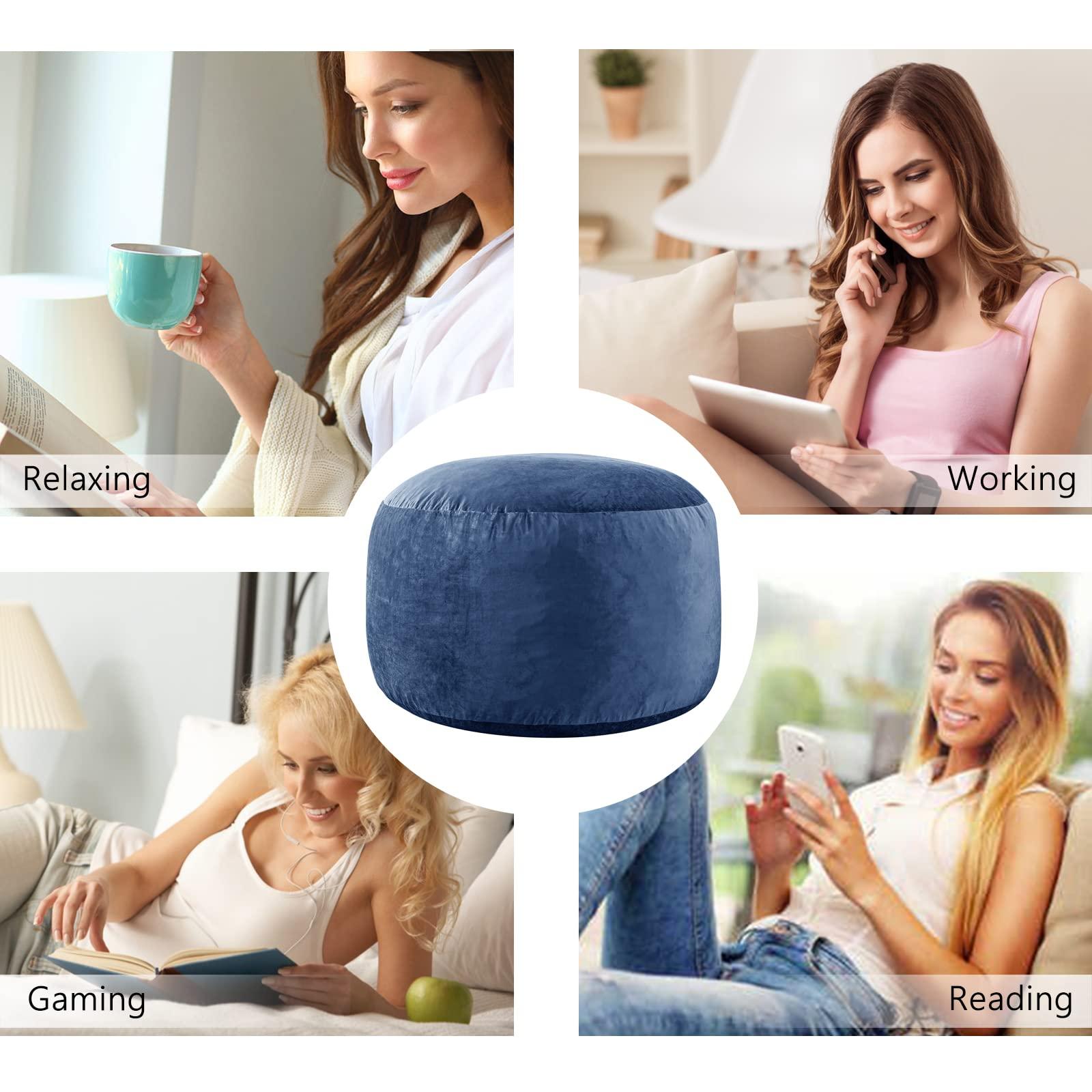 EDUJIN Large Bean Bag Chair for Adults/Kids with Filling, 4 ft Memory Foam Bean Bag Chairs with Filler Included, Ultra Soft Dutch Velvet Fabric, Bean Bag for Living Room - 4 Foot,Dark Blue