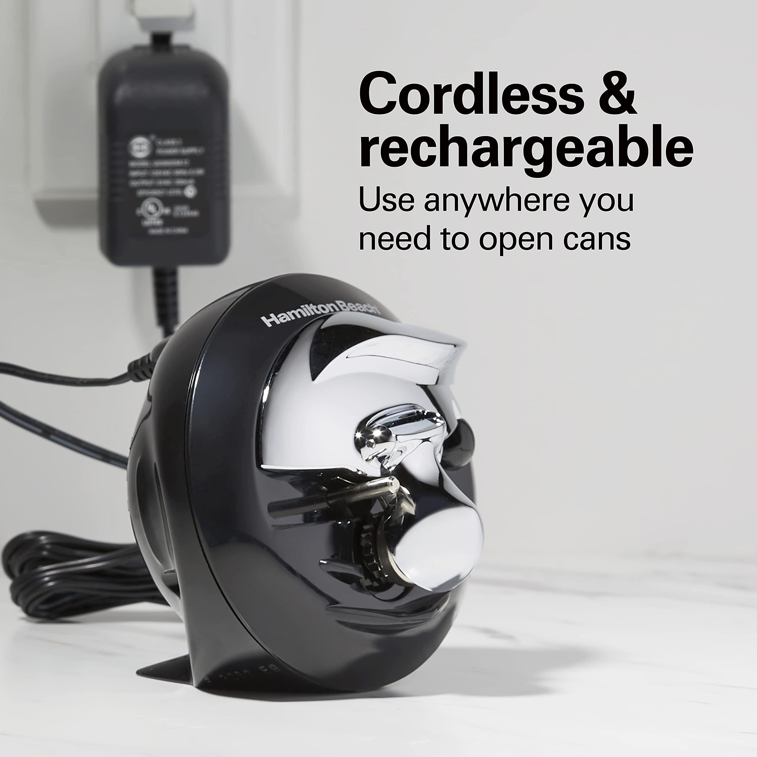 Hamilton Beach Hamilton Beach Walk 'n Cut Electric Can Opener for Kitchen, Use On Any Size, Automatic and Hand-Free, Cordless & Rechargeable, Easy Clean Removable Blade, Black (76501G)