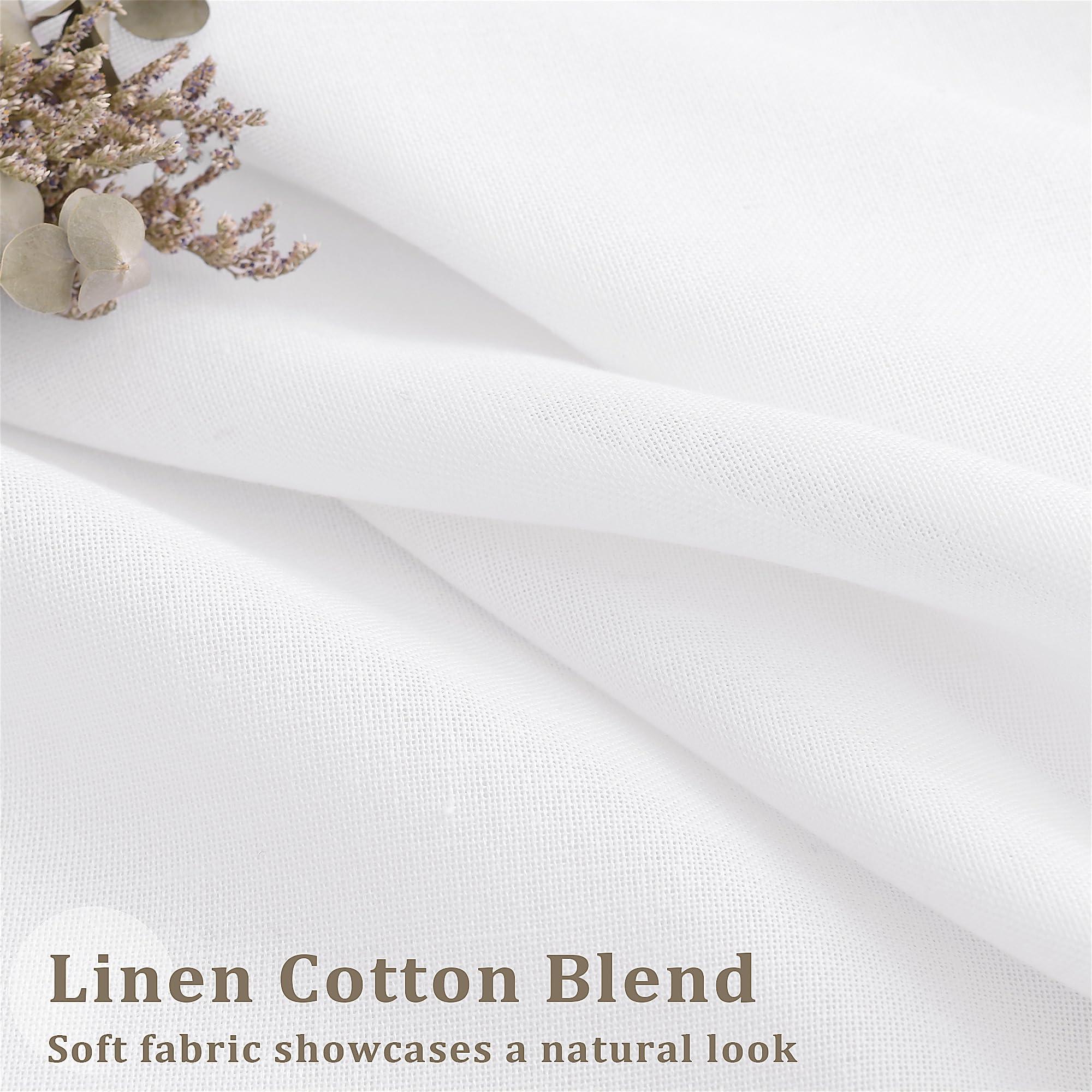 DUKIYO White Linen 100 Inch Wide Curtains 90 Inches Long for Living Room Divider Light Filtering Semi Sheer Modern Farmhouse Pleated Curtain with Hooks Rings for Patio Sliding Door Dining Room Large Window