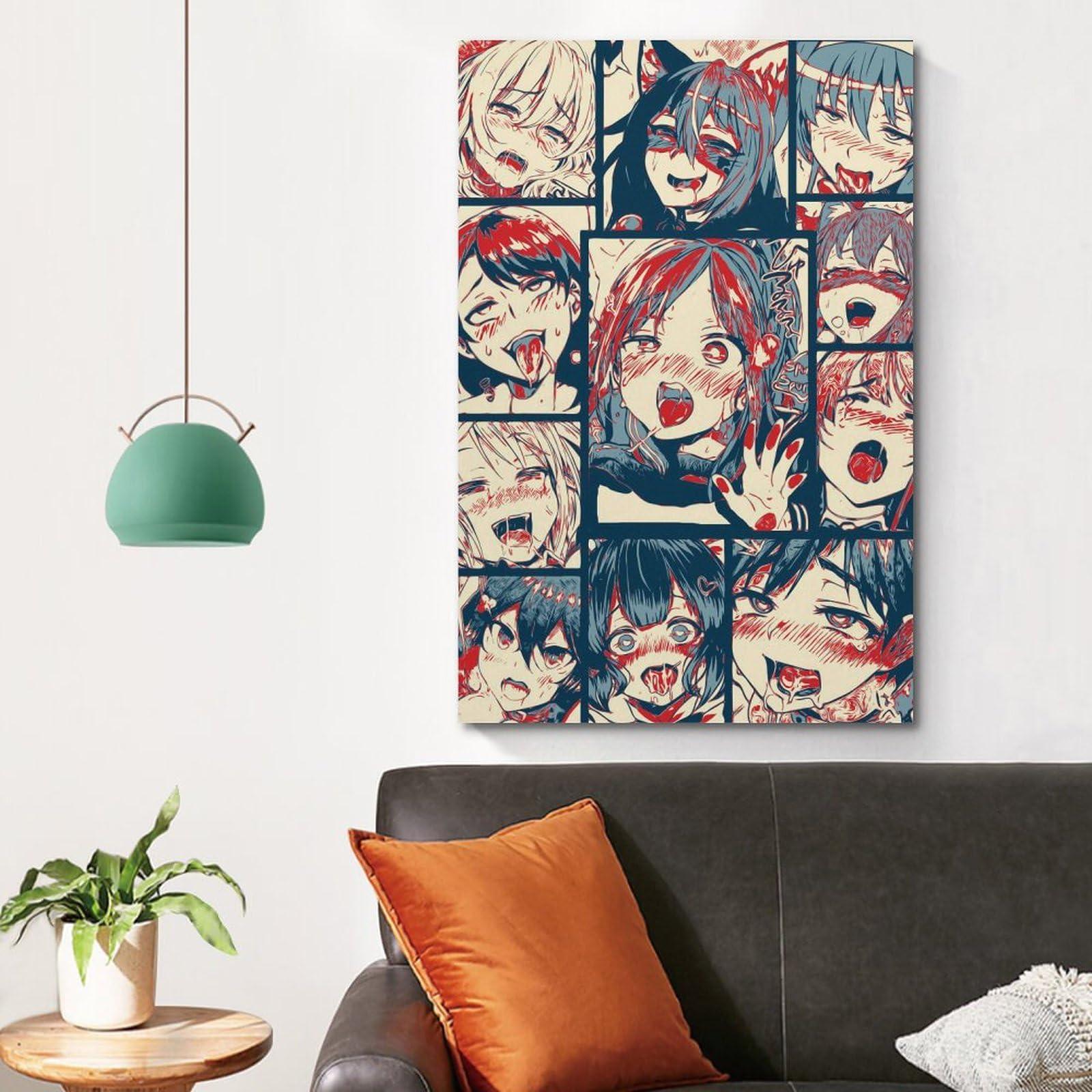 HomeLoft Basics Hentai Anime Girl Ahegao Face Poster Decorative Painting Canvas Wall Posters and Art Picture Print Modern Family Bedroom Decor Posters 12x18inch(30x45cm)