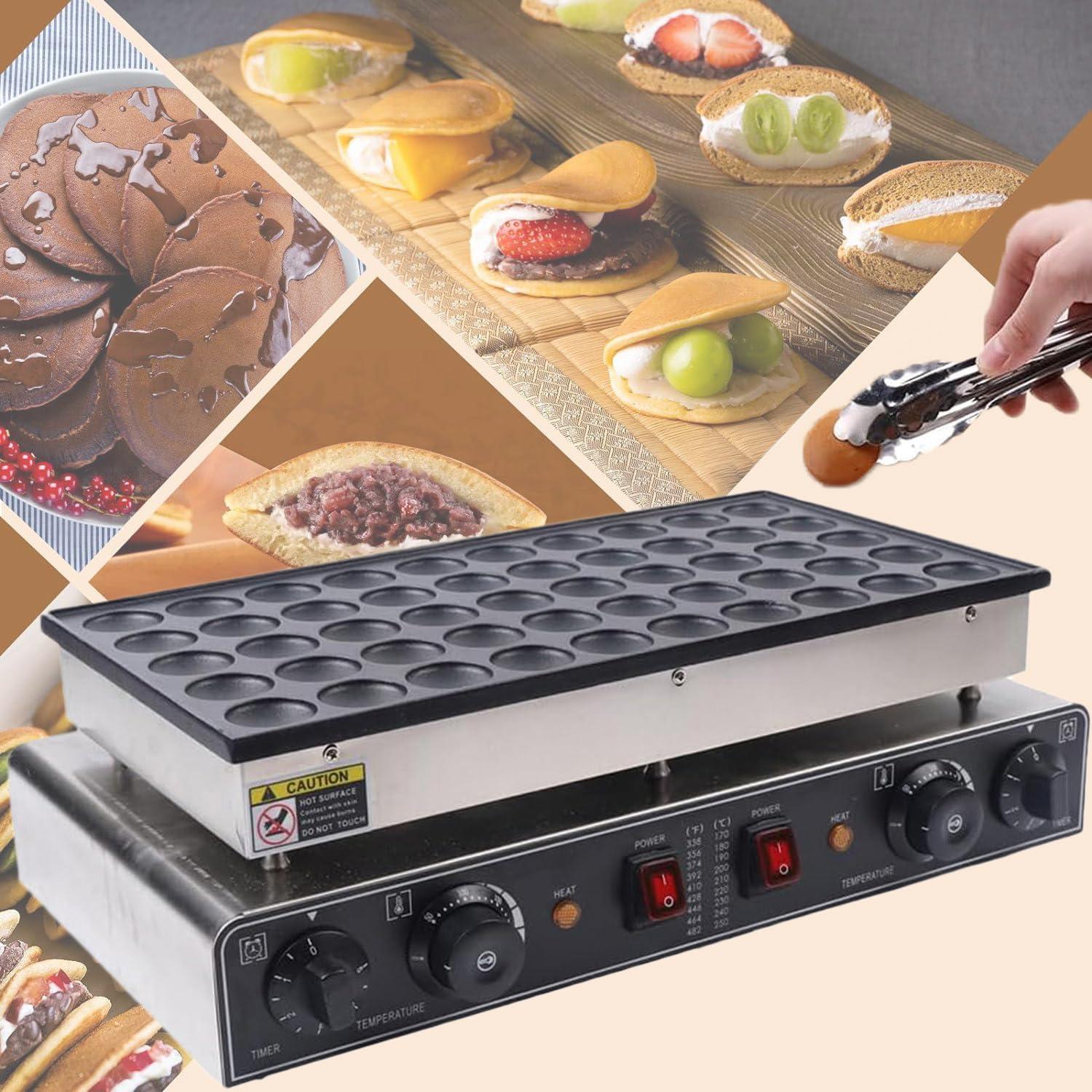 DAZULI Mini Dutch Pancake Baker Maker Commercial Electric Dorayaki Maker Muffin Making Machine Non-stick Waffle Pancake Maker for Restaurant Bakery Leisure Snack Bar,50hole