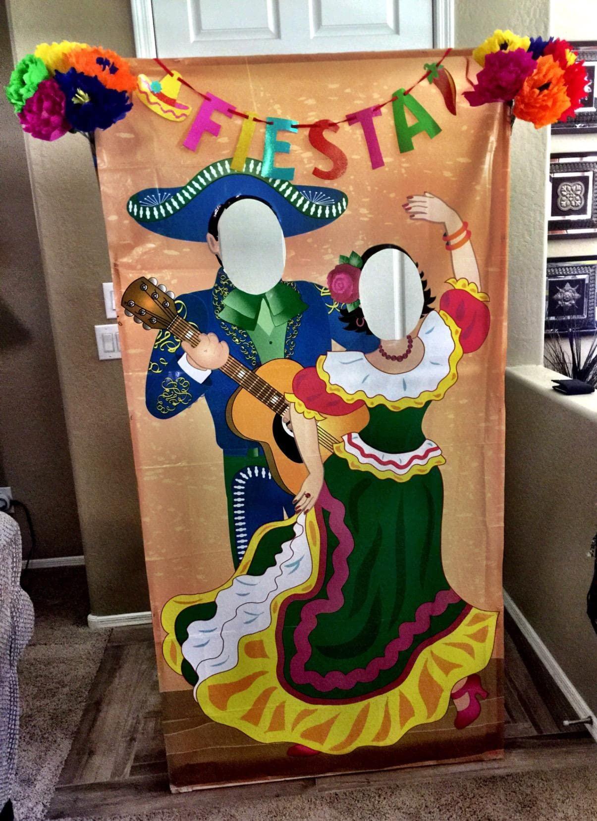 Fun Express Fiesta Couple Photo Booth Door Banner for Cinco de Mayo - 6 feet tall - Party Decor | Fiesta |