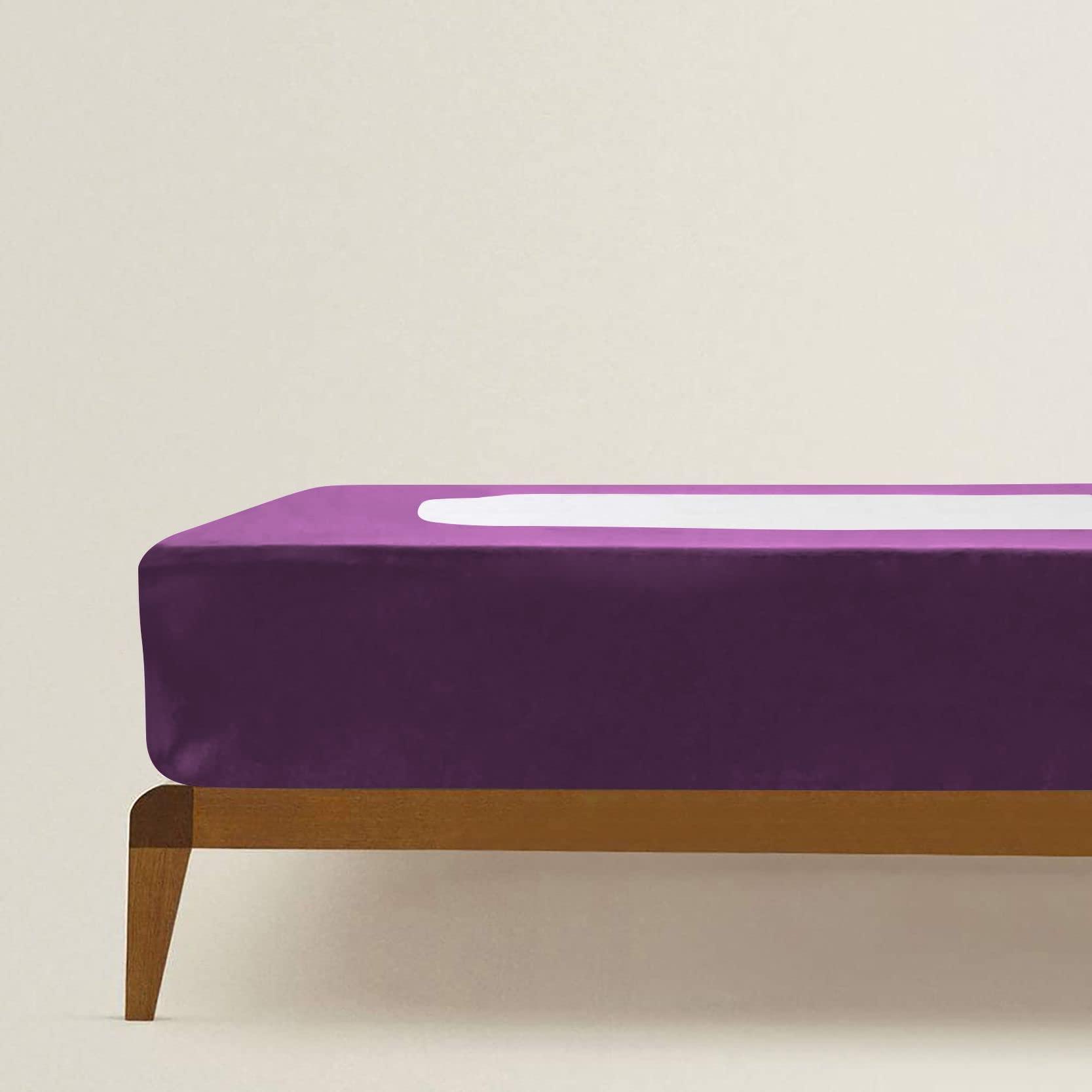 mFabrics mFabrics StretchWrap Box Spring Cover - 100% Egyptian Cotton, 1000 TC, Wrap Around 4 Sides Bed Skirt for Hotel & Home, Fits Box Springs up to 6 Inch - TwinXL, Plum