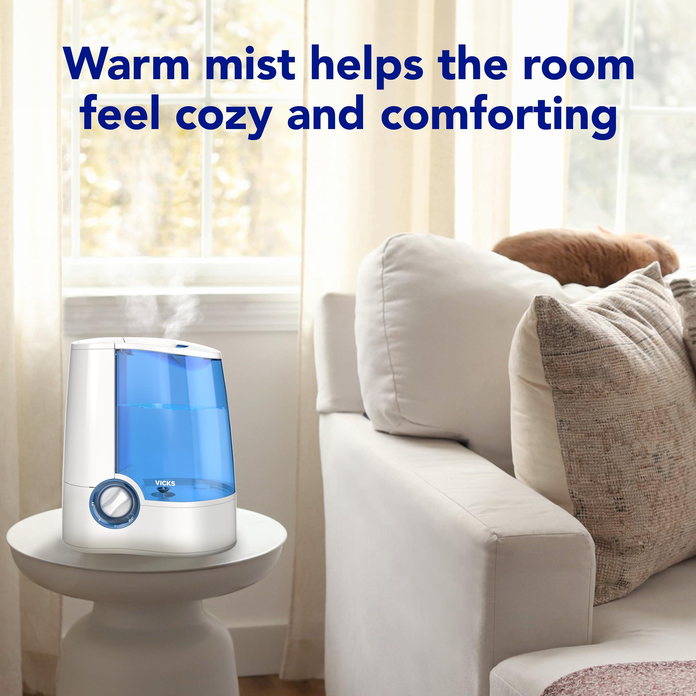 Vicks Vicks Warm Mist Humidifier - Air Humidifier for Bedroom, Home & Large Room, Baby, Kids and Adults Soothing Steam Vaporizer for Cough, Congestion, Allergies & Dry Air, VapoSteam Compatible
