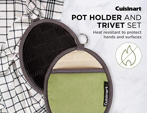 Cuisinart Cuisinart Silicone Oval Pot Holders and Oven Mitts - Heat Resistant, Handle Hot Oven/Cooking Items Safely - Soft Insulated Pockets, Non-Slip Grip and Convenient Hanging Loop - Green, 2pk