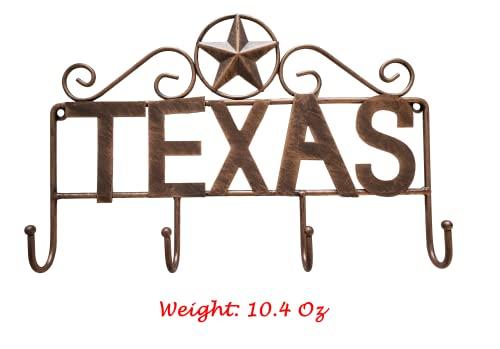 S.Star Texas Lone Star Heavy Duty Rustic Style Metal Decorative Wall Mounted Hanger - 4 Hook (12.5\" W x 8.5\" H x 1.5\" D)