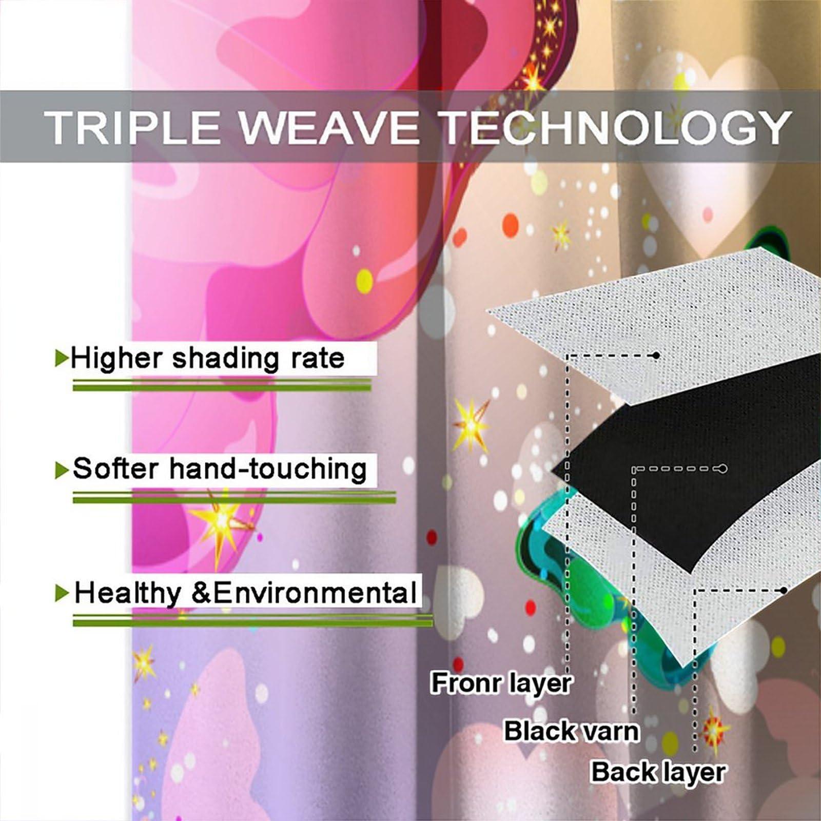 Focusbrite Dream Butterfly Curtains Colourful Butterfly Girl Bedroom Decor Privacy Curtains Decorations Romantic Theme Atmosphere Suitable for Bedroom Living Room Set 2 Panels,42x45 Inches