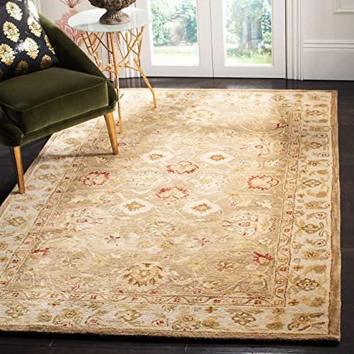 Safavieh SAFAVIEH Antiquity Collection 2\' x 3\' Grey Blue / Beige AT822A Handmade Traditional Oriental Premium Wool Accent Rug
