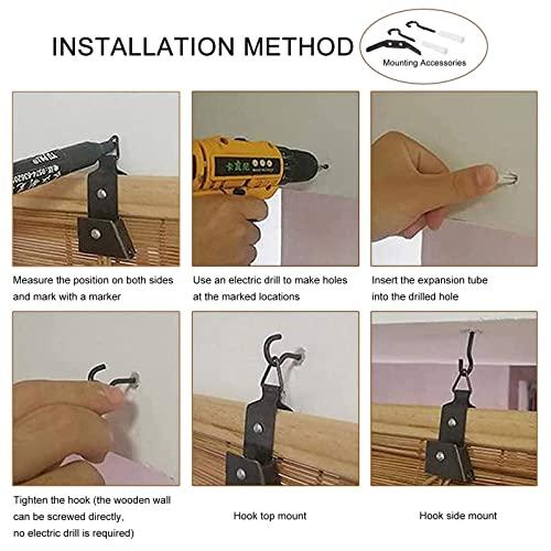 Suwooy Natural Bamboo Roller Blinds,60% Light Filtering Roll Up Shades,Retro Decorative Curtains,Indoor Outdoor Bamboo Blinds 45-150cm Wide,Roman Blinds,Breathable Sun Shades,WH-140x240cm/55x94in