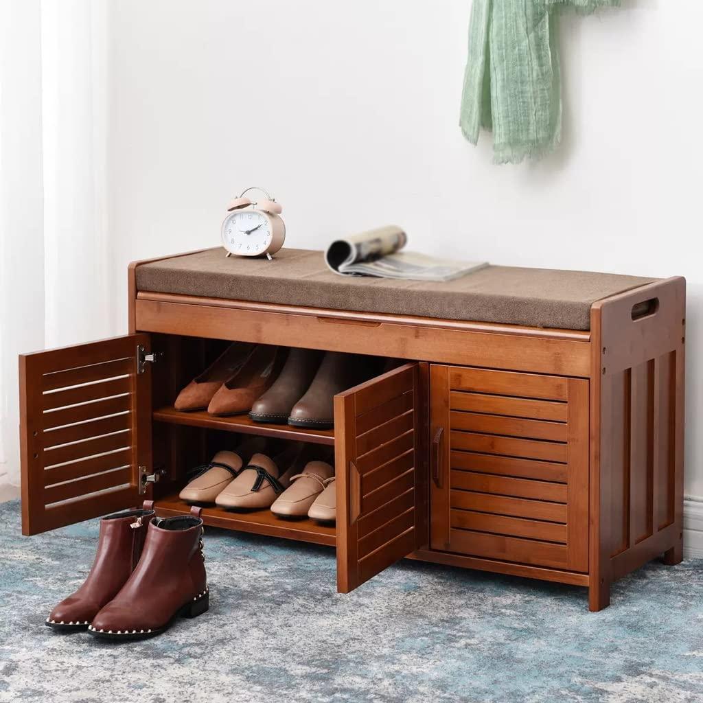 MACIUM Footstools/Ottomans Simple Modern Solid Wood Shoe Rack Locker Shoe Stool Shoe Cabinet Try Shoe Stool Wear Shoe Cabinet Living Room Corridor Bench Shoe Stool (Color : B)