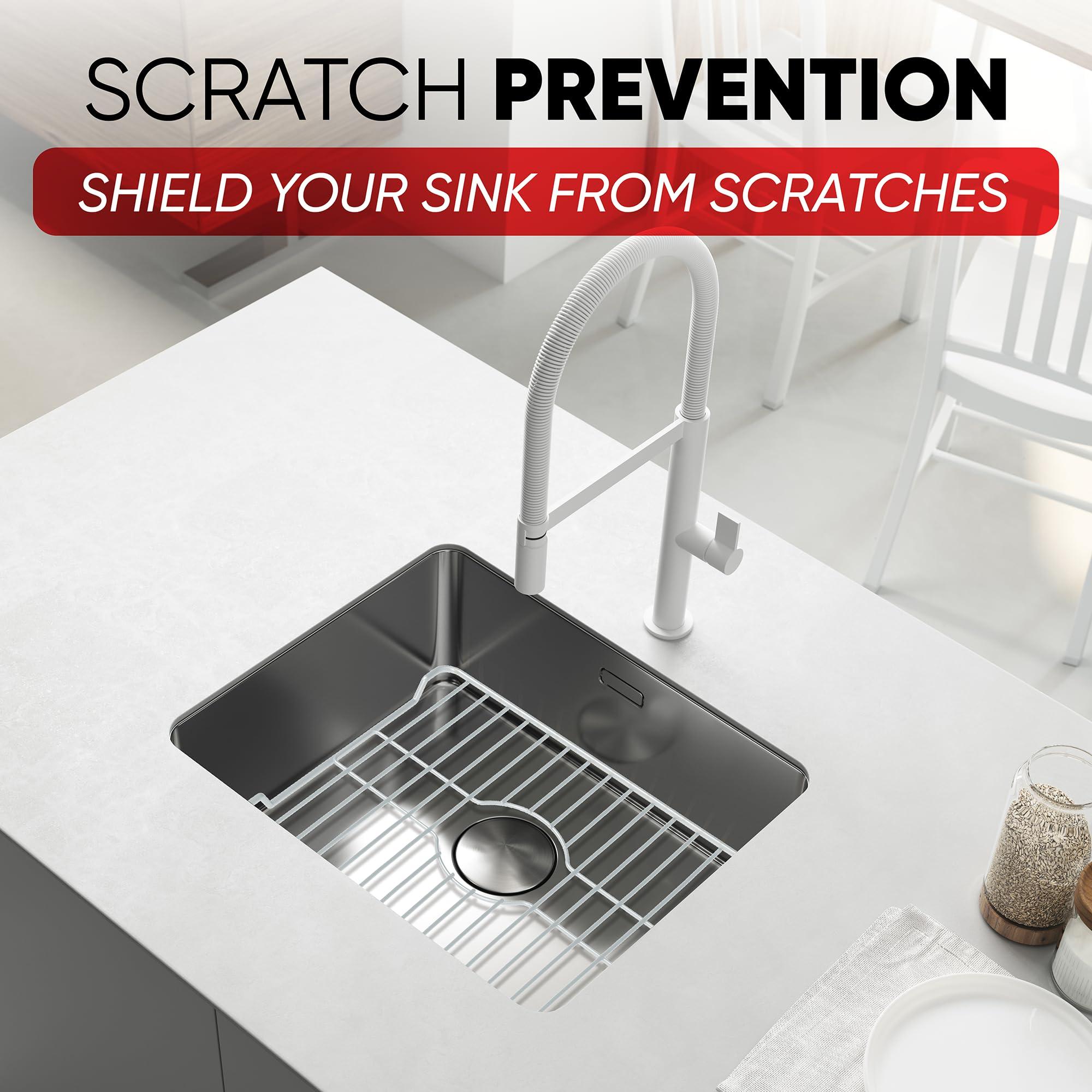 Better Houseware Better Houseware Sink Protector Prevents Scratches Sink Rack for Bottom of Sink White Sink Mat Sink Protectors for Kitchen Sink Metal 16x12.3x1