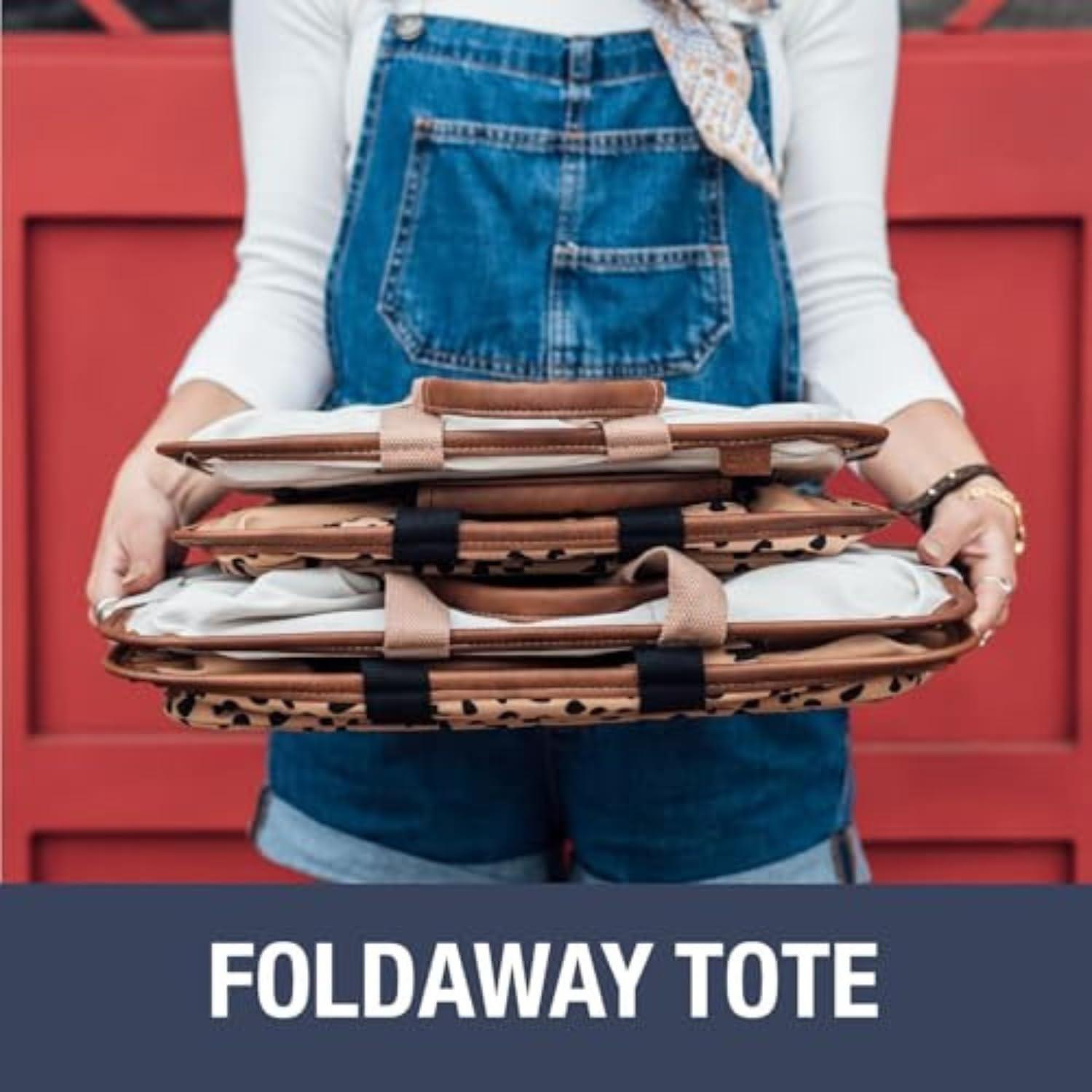 CleverMade CleverMade Collapsible LUXE Tote, Heather Gray/Black - 30L (8 Gal) Structured Tote Bag with Handles and Reinforced Bottom - Reusable Grocery Bag, Shopping Bag, Utility Tote Bag