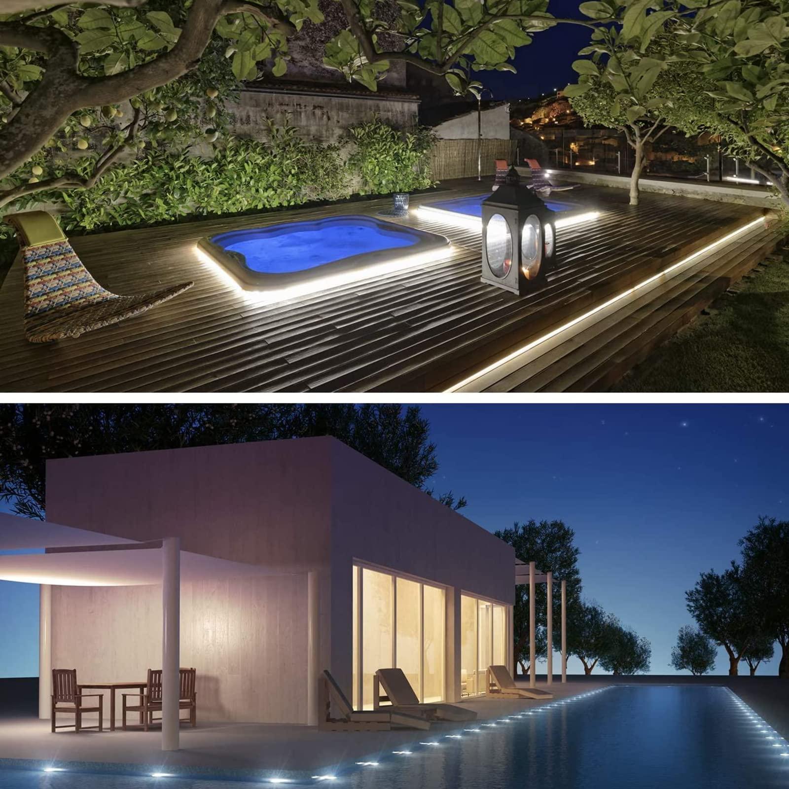 Jnaurb 50ft 360 LED Rope Lights Outdoor, Connectable and Flexible Tube Lights with 8 Modes, Waterproof Indoor Outdoor LED Rope Lighting for Deck, Garden, Pool, Patio, Indoor Outdoor Decorations (White)