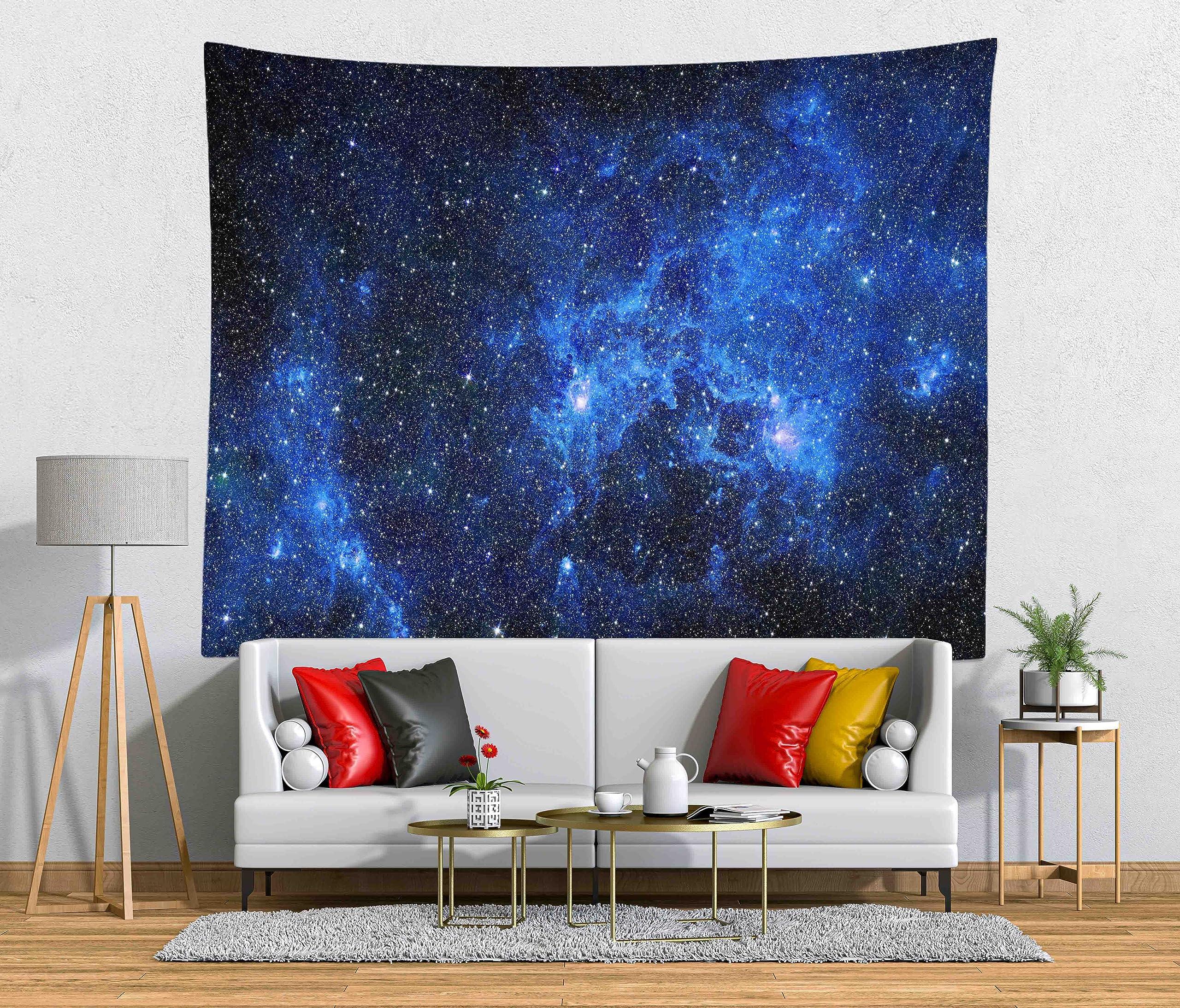Loccor Loccor 15x8ft Fabric Galaxy Tapestry Blue Night Star Space Psychedelic Cosmic Wall Hanging for Adults Kids Teen Living Room Dorm Apartment Home Bedroom Aesthetic Decoration