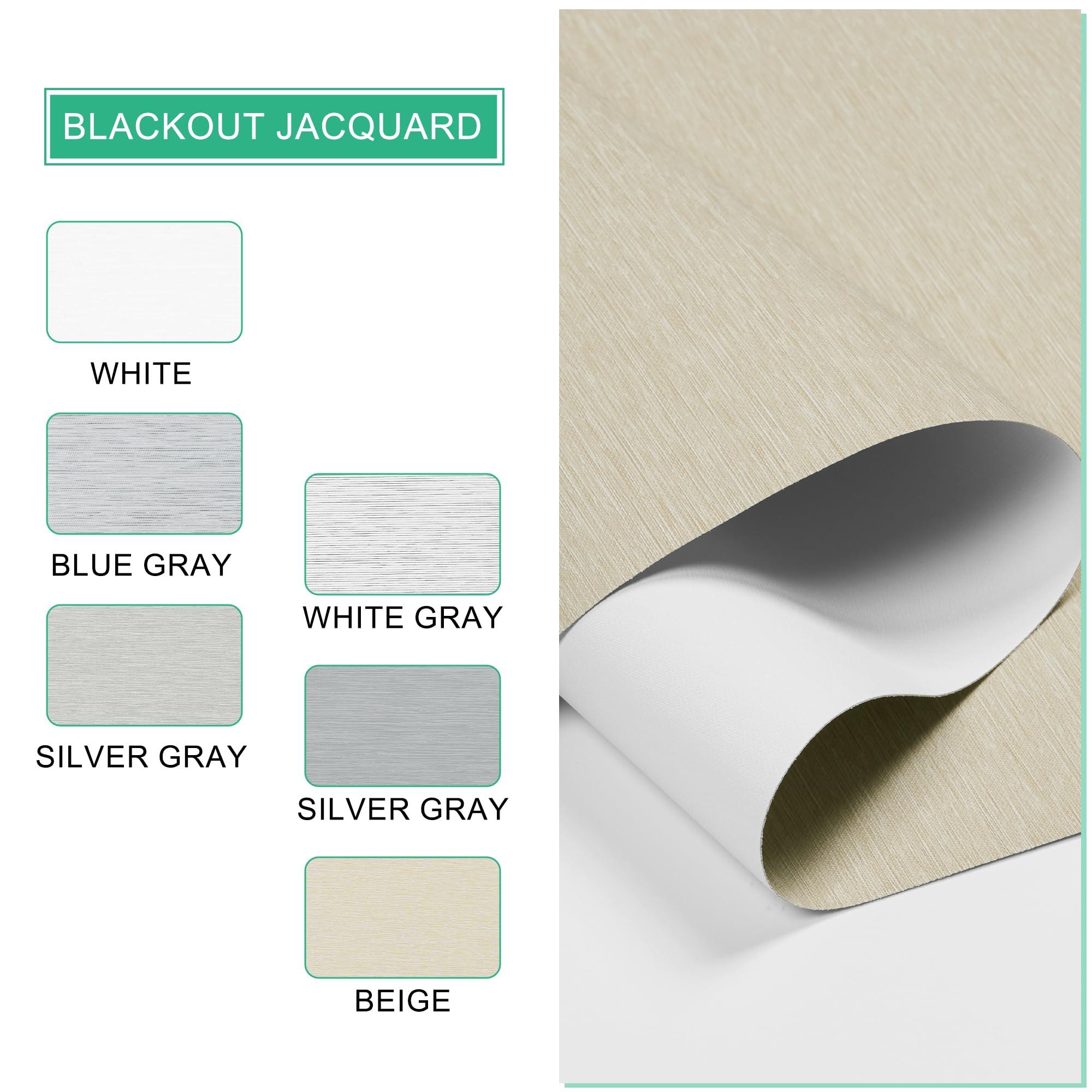 Doing-X Doing-X Roller Blinds for Window Striped Jacquard Fabrics 100% Blackout Roller Shades with Heat Insulation Cordless Roll up Window Blinds for Office Home Easy to Install,47" W x 36" H,Beige