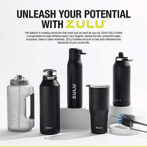 ZULU Zulu Ace 24oz Vacuum Insulated Stainless Steel Water Bottle with Chug Spout | Leak-Proof Locking Lid and Removable Base |Reusable Bottle for Cycling Sports Gym Travel Bicycle Bottle Cage | Black
