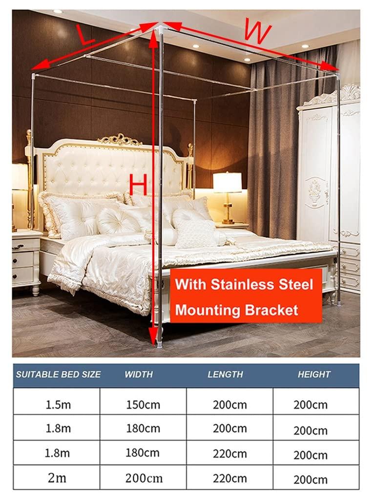 LCYDMJ Bed Canopy Bedroom Decoration Bed Curtains, Luxury Bed Canopy, 2-in-1 Dustproof and Windproof Blackout Bed Curtain, for 1.5m/1.8m/2m Single Double Bed (Color : D, Size : 180x200x200cm)
