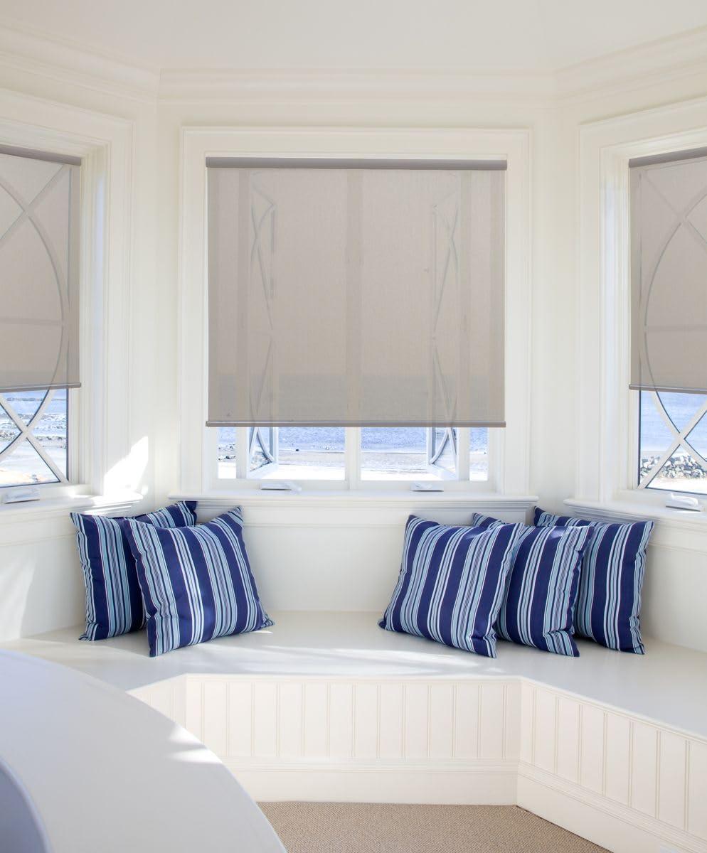 First Rate Blinds Cordless Solar Shades 5% Openness 48 to 53 7/8 Wide x 24 to 108 High, Motorization, Valance, and Outdoor Options Available, Charcoal