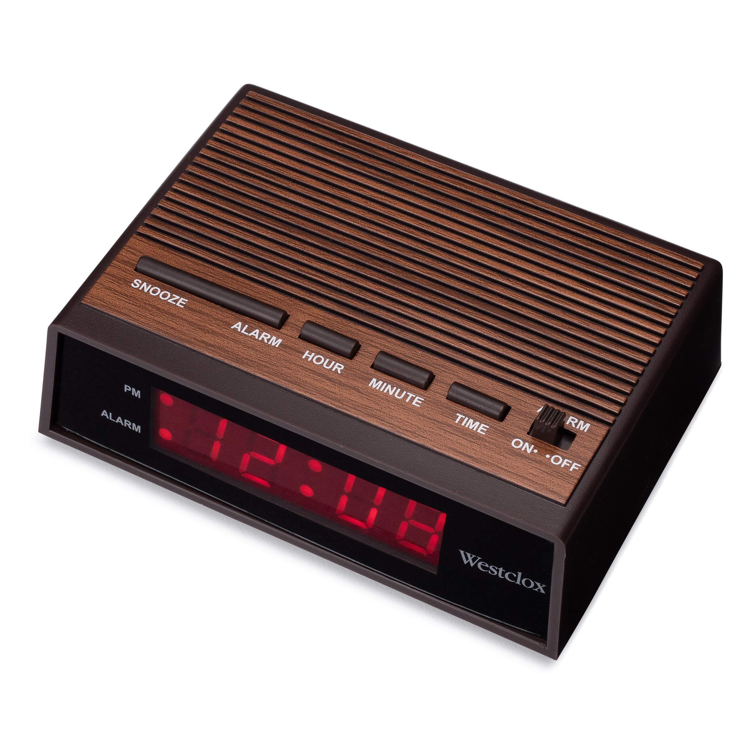 Westclox Westclox Retro Wood Style Easy To Read Super Bright Small Night Table Ascending Alarm Clock 22690.