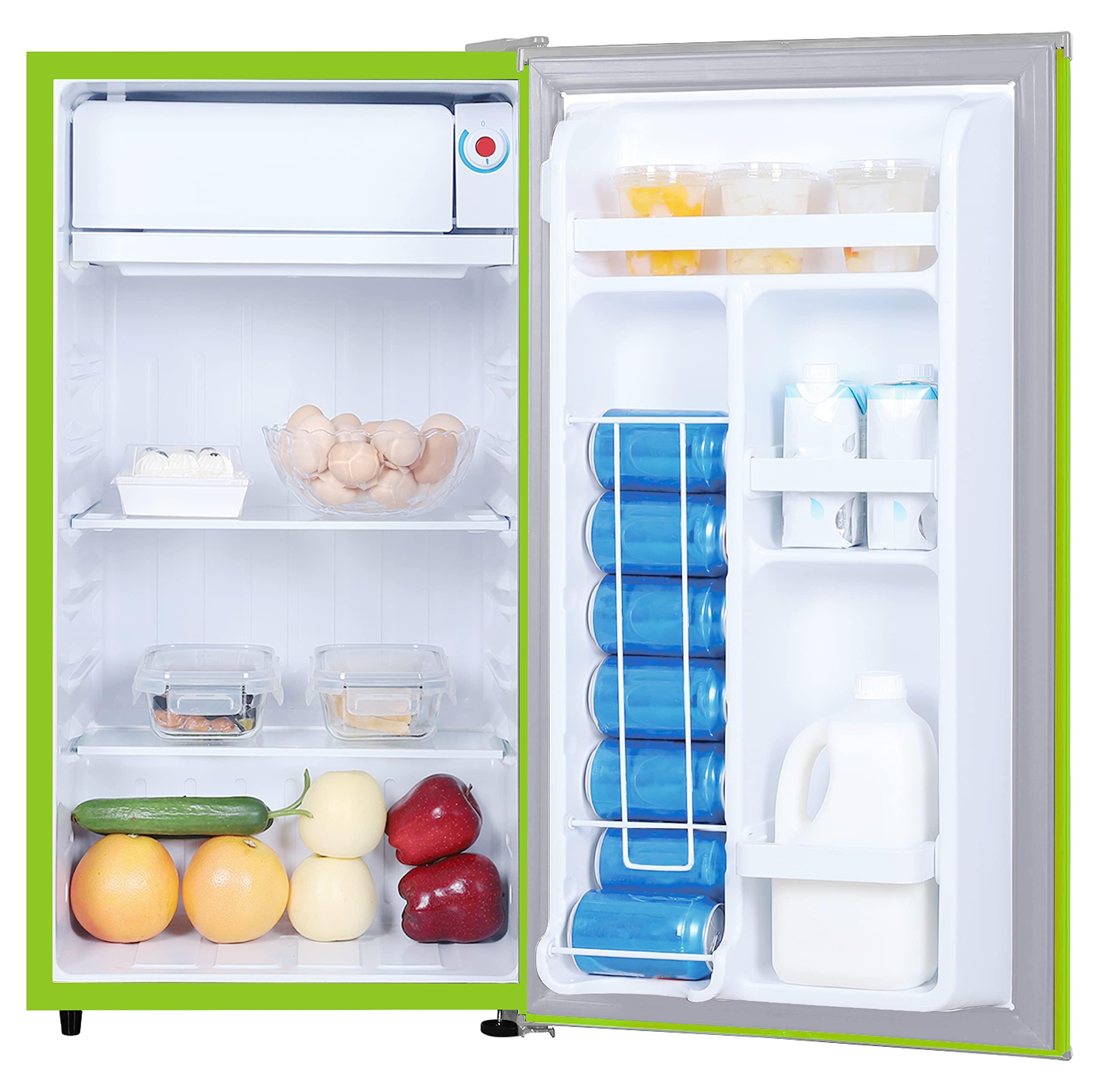 RCA ARCTIC CHEF ACFR320LIME Mini Refrigerator-Freezer Compartment-Adjustable Thermostat Control-Reversible Doors-Ideal for Dorm, Office, RV, Garage, Apartment-Lime, 3.2 CU.FT, Green