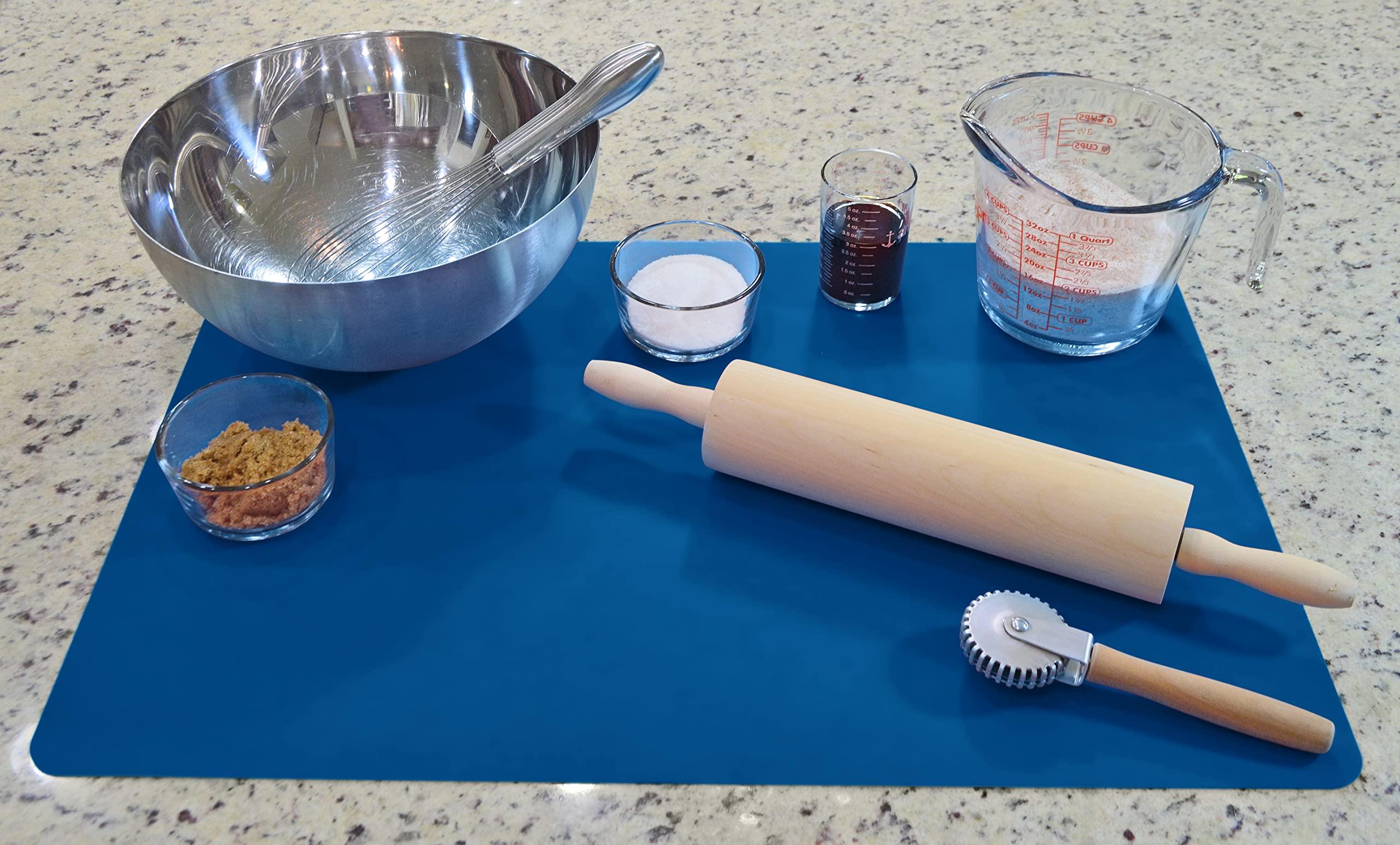 gasare gasar, Set of 2, Extra Large, Thick, Silicone Mats for Kitchen Counter, Heat Resistant Mats, Countertop Protector, Non-Slip, Easy to Clean, 25 x 17 Inches x 1.4mm, Blue