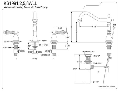 Kingston Brass Kingston Brass KS1995WLL Wilshire Widespread Bathroom Faucet, 8-1/2" in Spout Reach, Oil Rubbed Bronze