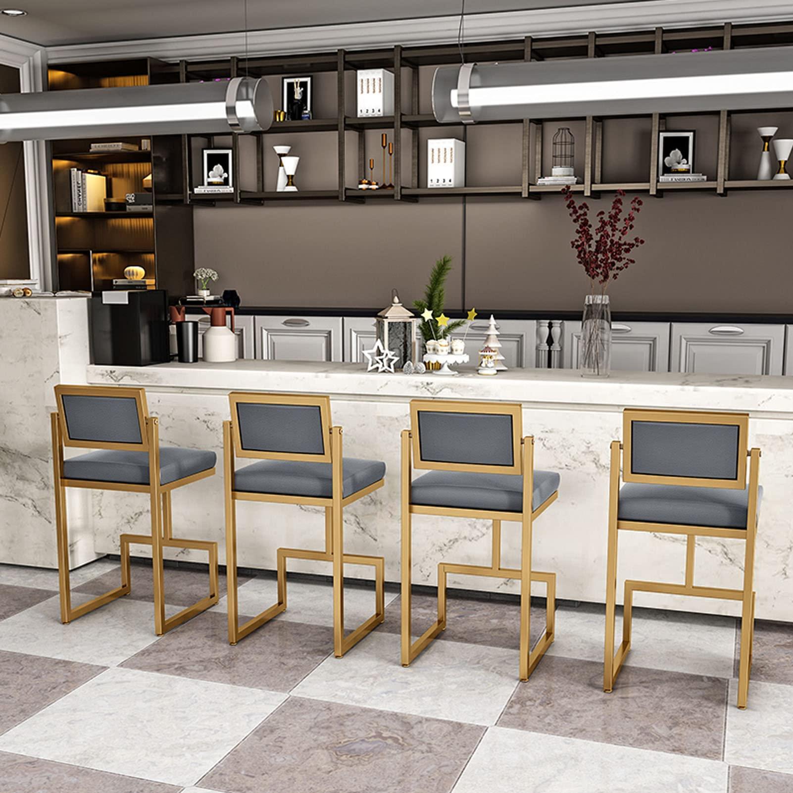 RobLux 26 Inch Bar Stools, Saddle Stools for Counter Height, Leather Bar Stools for Kitchen Counter, for Bar, Kitchen, Dining Room, Living Room and Bistro Pub