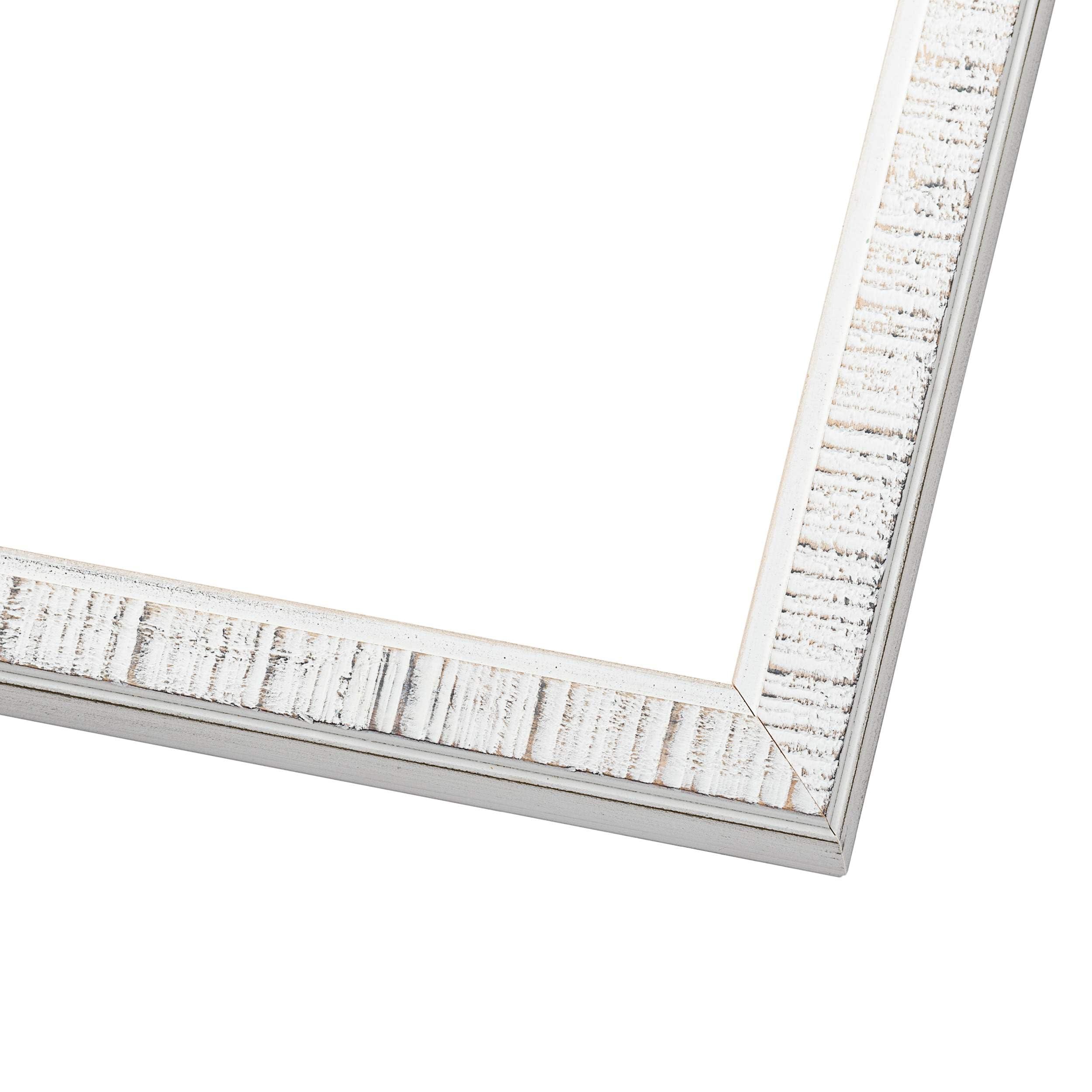 CountryArtHouse CountryArtHouse 8x14 Frame White Scuffed Rustic Solid Wood Picture Frame | 0.75 Inch Moulding Width| Includes UV Acrylic Plexiglass, Acid Free Foam Backing Board and Hanging Hardware