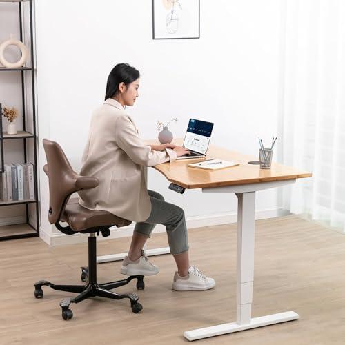 Progressive Desk Progressive Desk Standing Desk 72\" x 30\" - Electric Adjustable Height Stand Up Desk - Home Office Stand Workstation - Dual Motor - Black Frame, Bright Beech Top