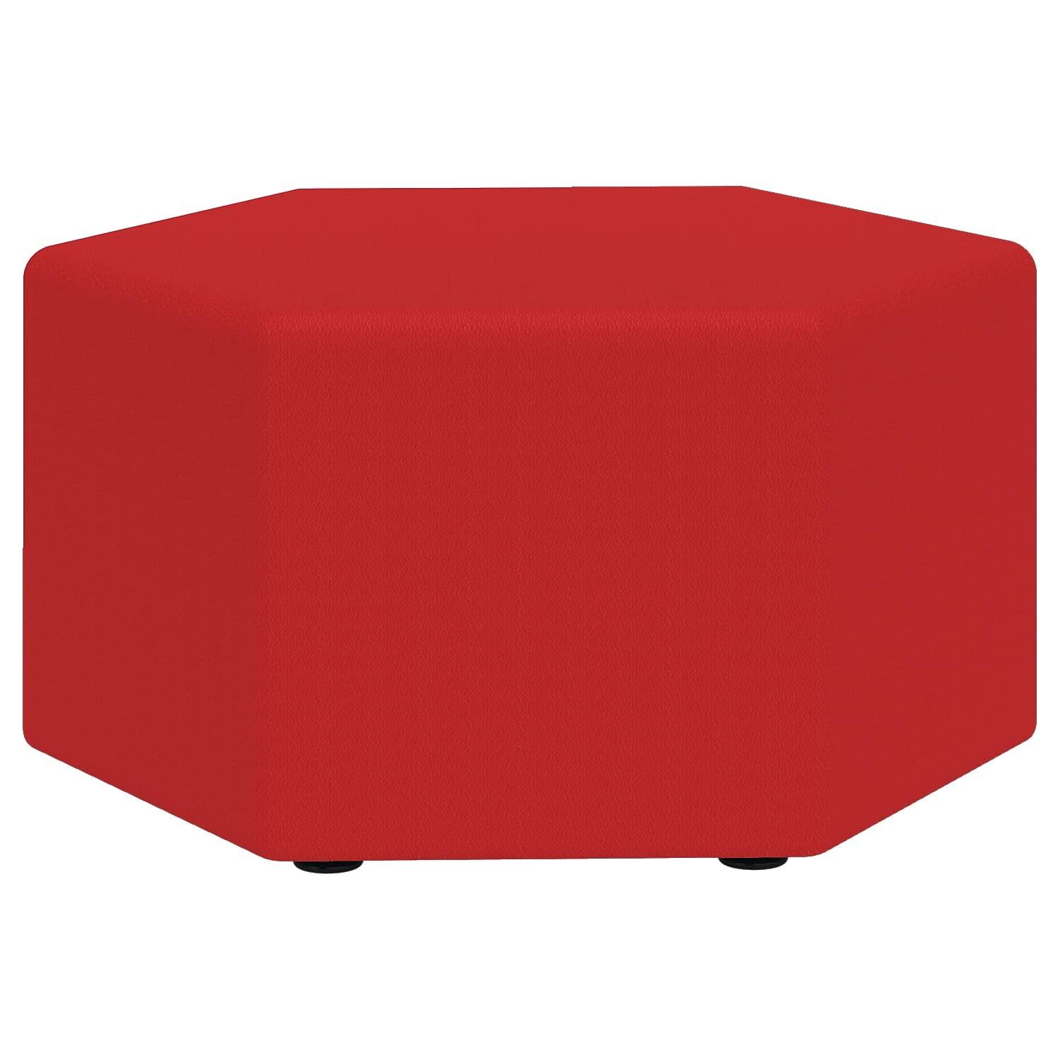 Safco Safco Products Learn 30 Hexagon Vinyl Ottoman for Home Use, Classroom Seating, Kids Room, Game Room (Red Vinyl)