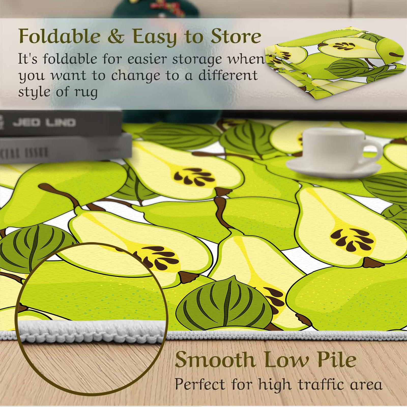 OZIQIJ OZIQIJ Fresh Fruit Pear Area Rugs, Modern Simple Living Room Rug, Indoor Carpet Super Soft Fluffy with Non-Slip Backing, Floor Carpets for Dining Room Bedroom Study Dining Room Kid Room 3 x 4ft