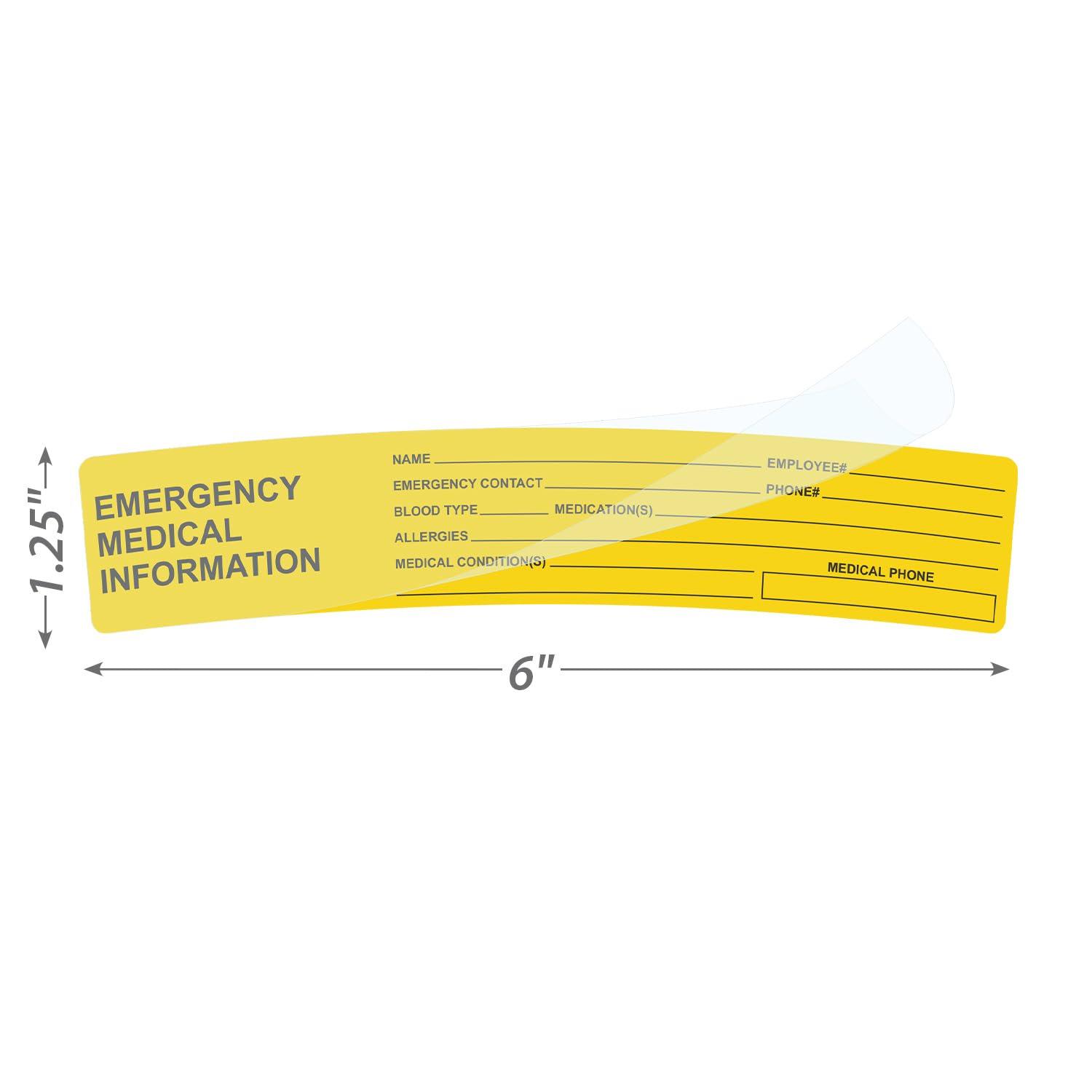 SmartSign SmartSign Emergency Medical Information Hard Hat Label | 1.25\" x 6\" Self-Laminating, Pack of 5