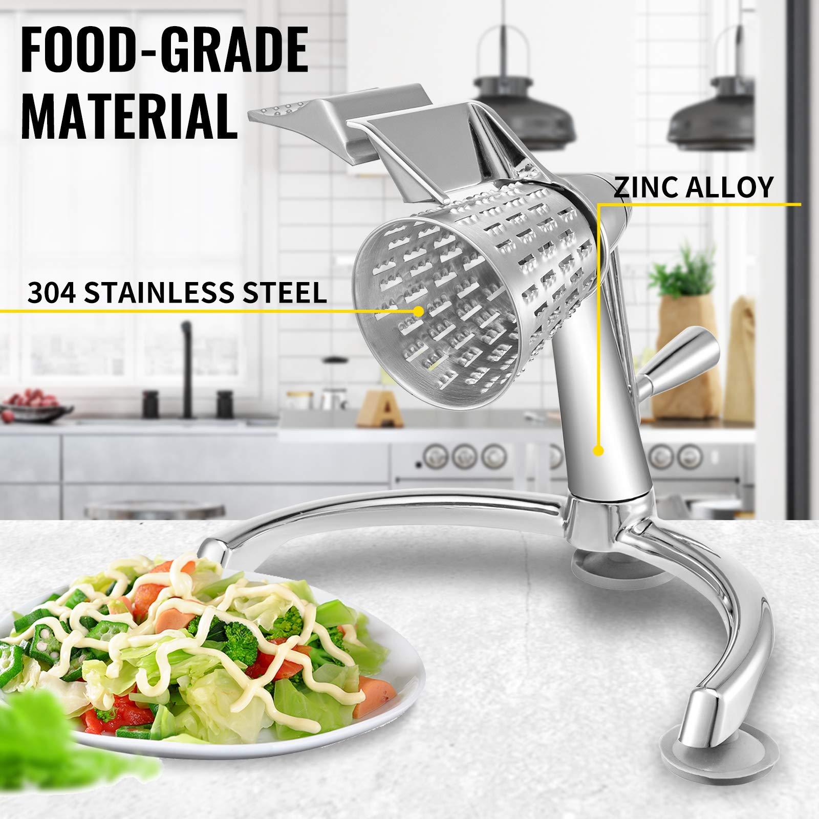 VEVOR VEVOR Rotary Cheese Grater, Zinc Alloy Rotary Vegetable Mandoline, Manual Cheese Mandoline w/ 5 Stainless Steel Cutting Cones, Manual Vegetable Grater w/ 2.5L Bowl, Rotary Shredder w/Suction Base