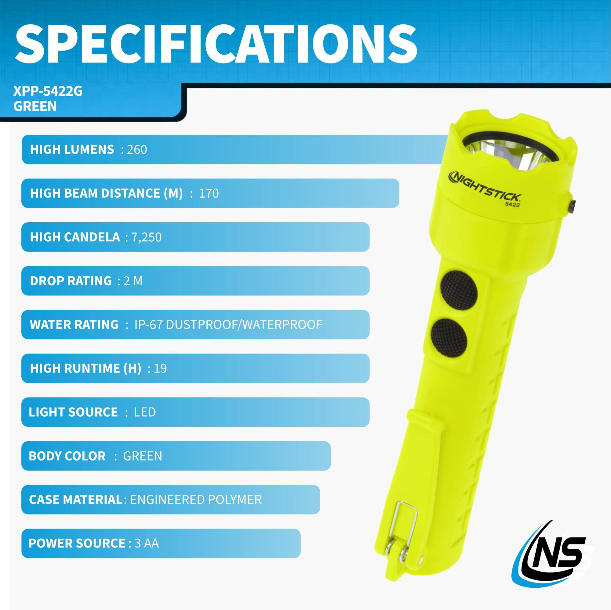 Nightstick Nightstick XPP-5422G 3 AA Intrinsically Safe Permissible Dual-Light Flashlight, Green