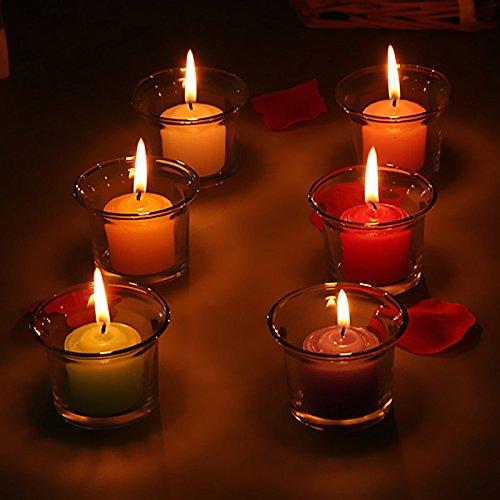 BANBALLON Clear Chunky Glass Lip Votive Candle Holders Tealight Votive Cups for Wedding Proposal, Spa, Aromatherapy, Meditation, 6 Counts by Shxstore